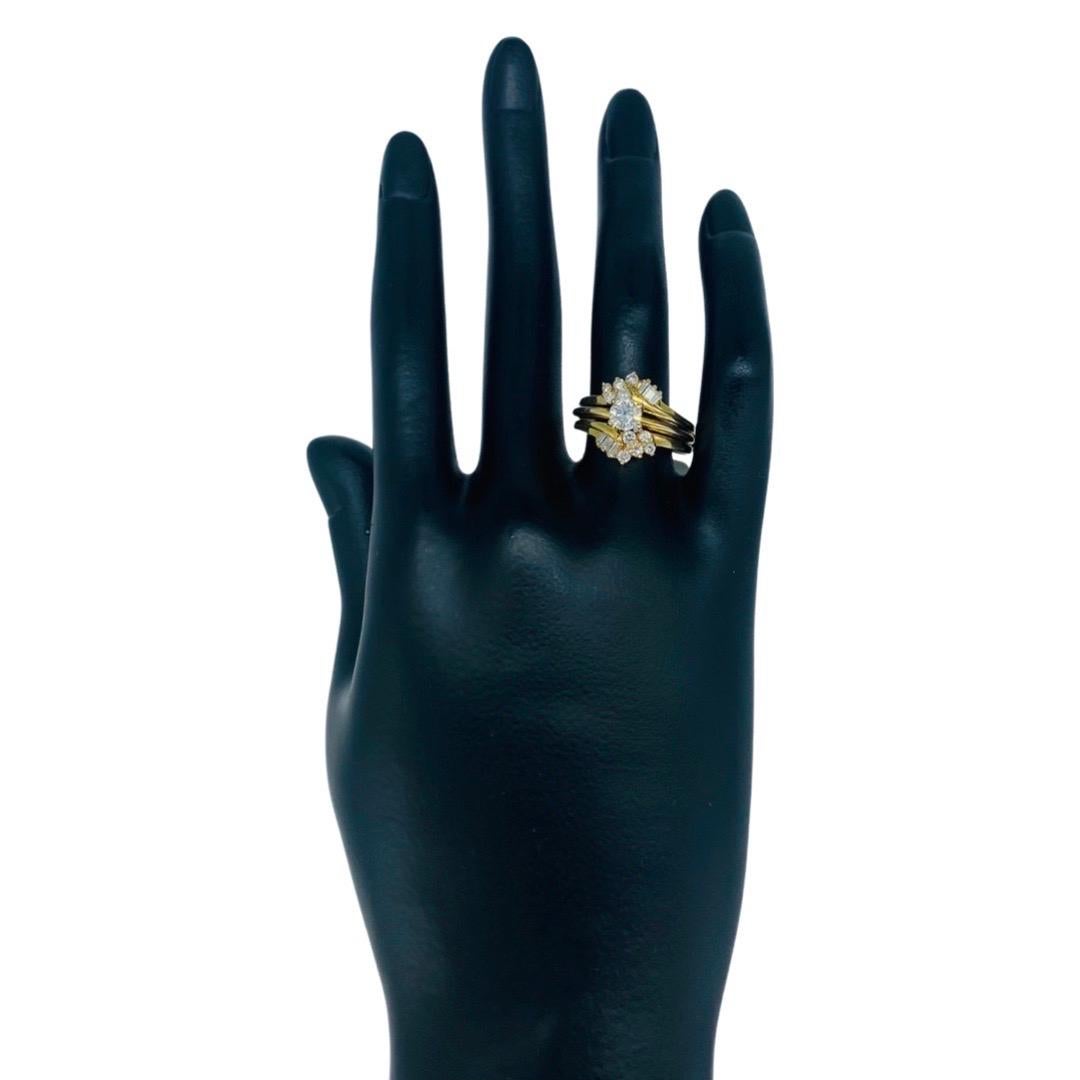 Round Cut Vintage 1.30tcw Diamonds Engagement Ring Detachable Set 14k Gold For Sale