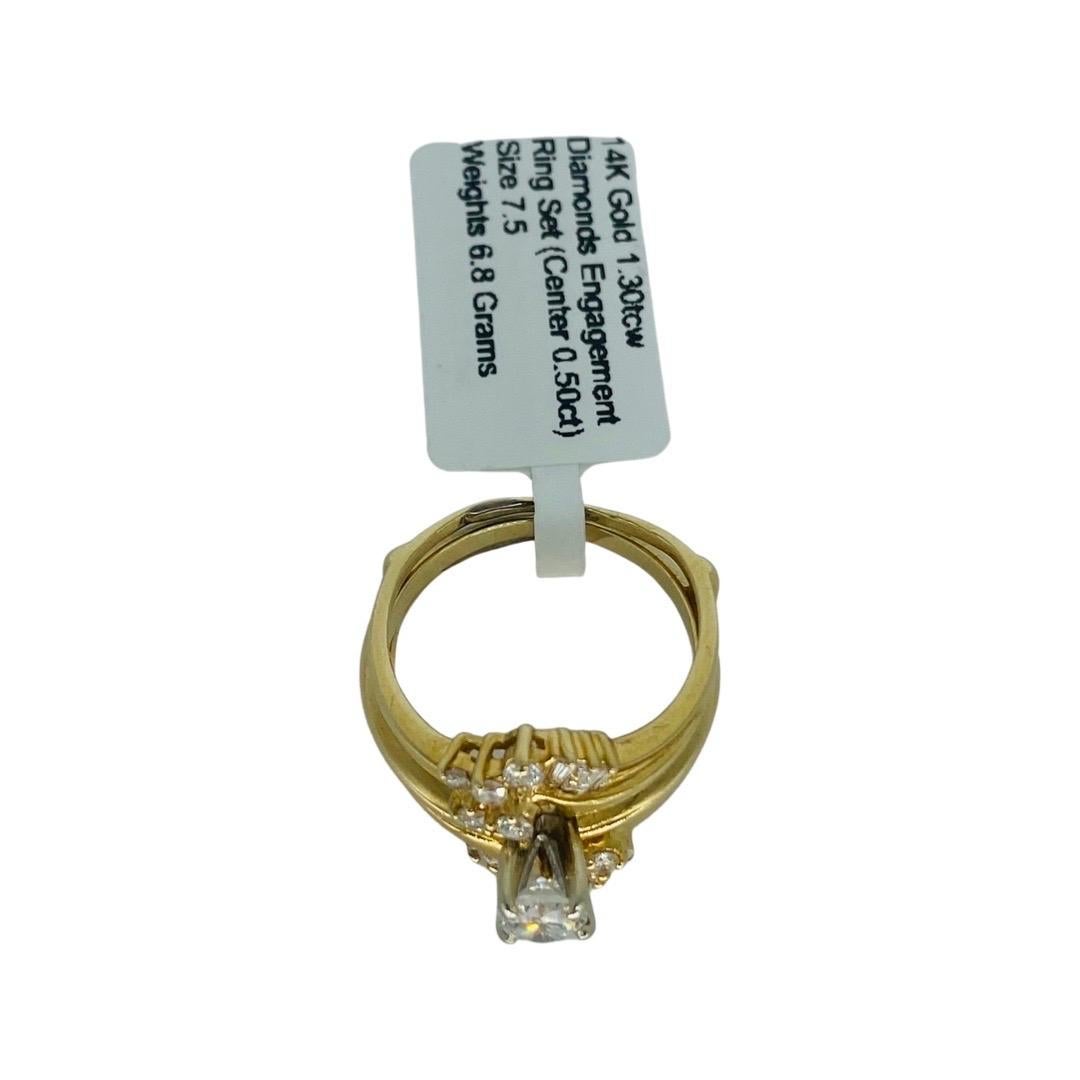 Vintage 1.30tcw Diamonds Engagement Ring Detachable Set 14k Gold For Sale 1