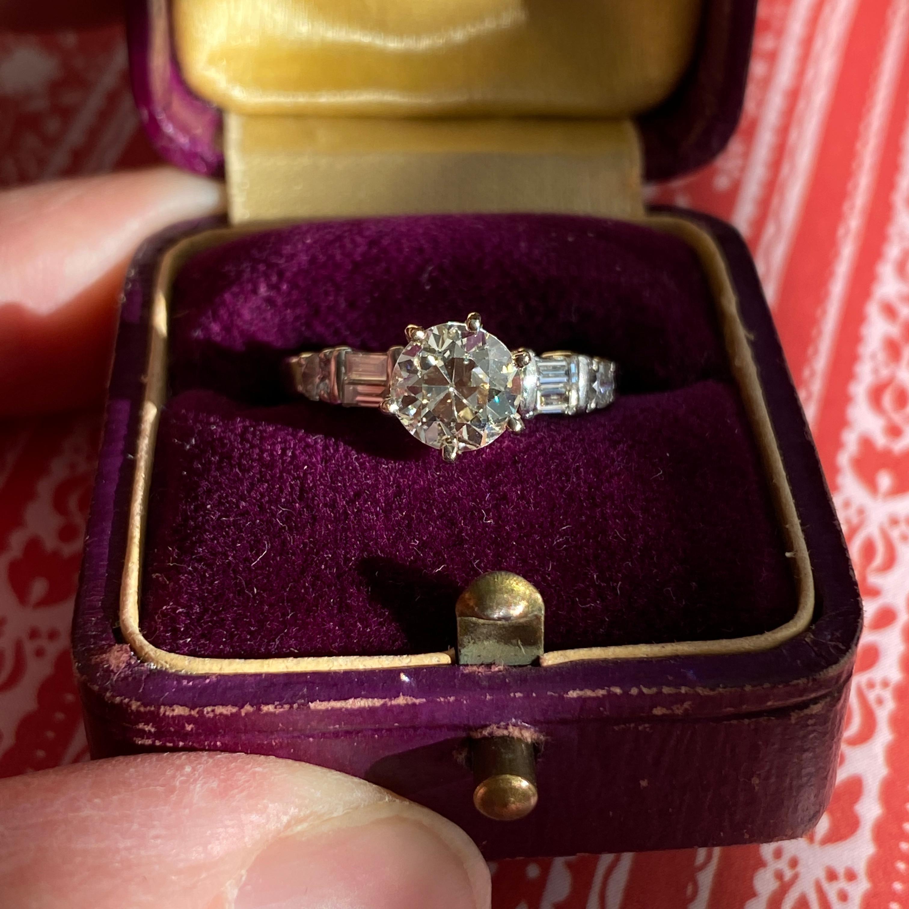 Anillo de compromiso de platino con un diamante vintage de 1,31 TCW 4