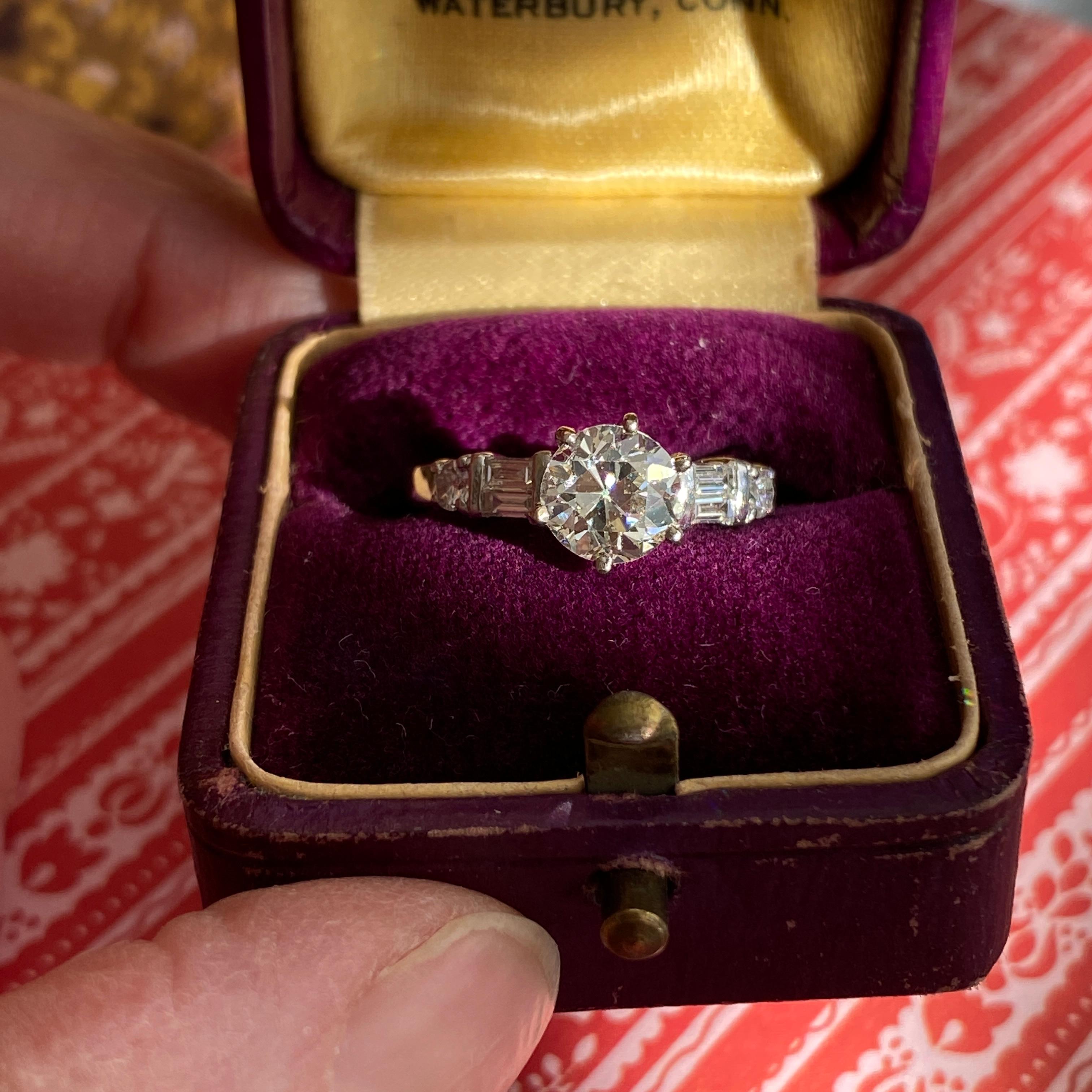 Anillo de compromiso de platino con un diamante vintage de 1,31 TCW 6