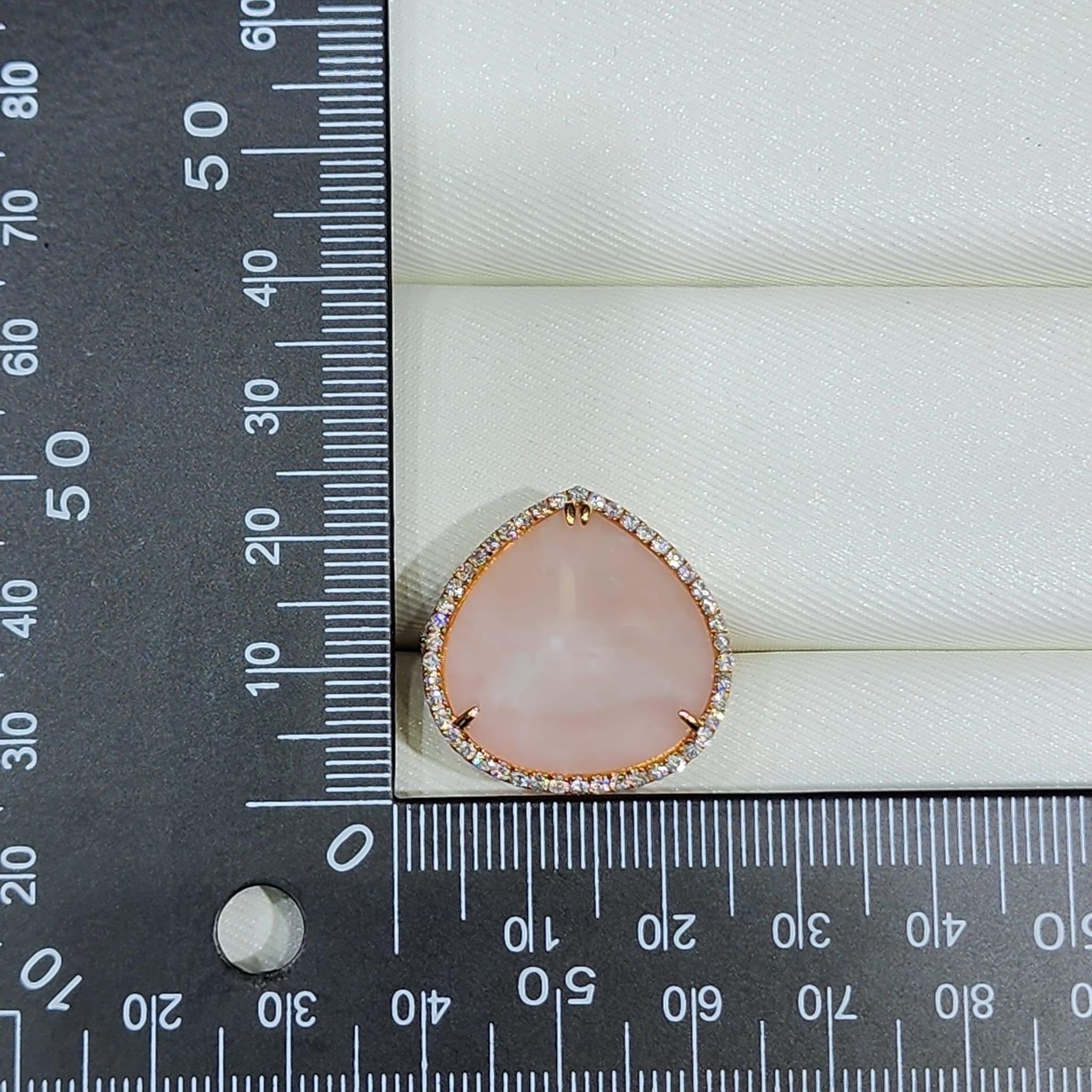Anello vintage con diamante e opale rosa doppio di 13,19ct in oro rosa 18 carati in vendita 2