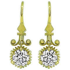 Vintage 1.32 Carat Diamond Gold Dangling Earrings