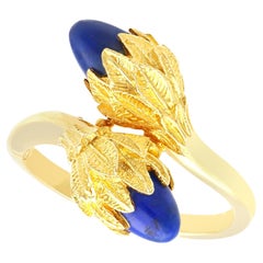 Retro 1.32 Carat Lapis Lazuli and 14k Yellow Gold Dress Ring