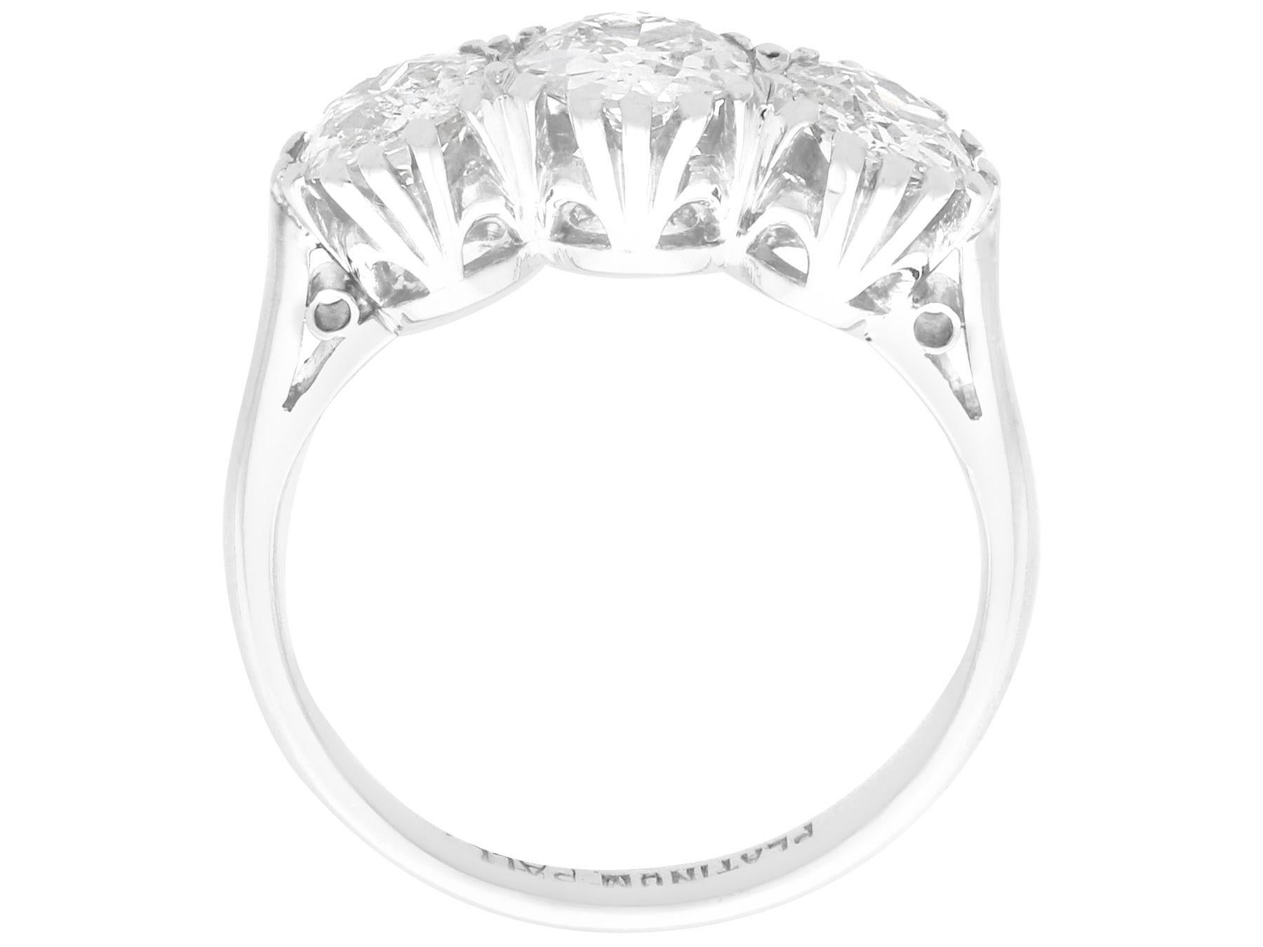 Women's or Men's Vintage 1.32 Carat Diamond and Palladium Trilogy Ring, circa 1950 For Sale
