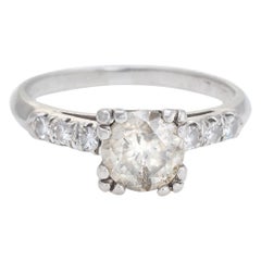 Vintage 1.33 Carat Diamond Engagement Ring Platinum Estate Fine Bridal Jewelry