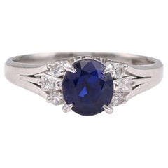 Vintage 1.33 Carat Sapphire Diamond Platinum Ring