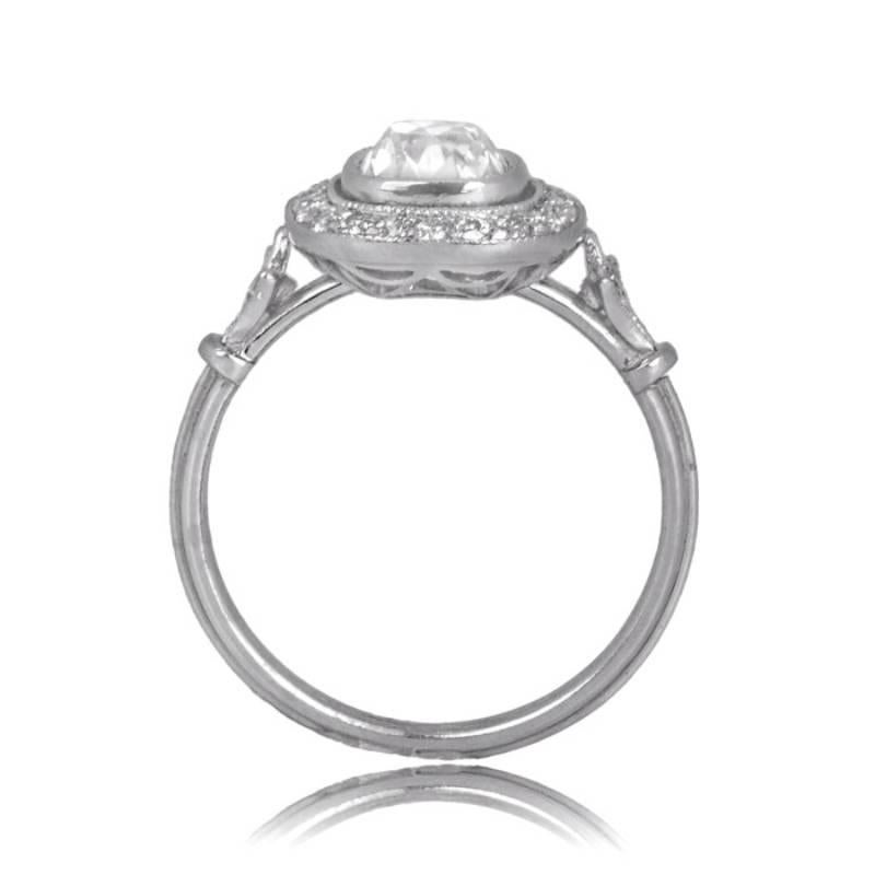 Art Deco Vintage 1.33ct Antique Old Mine Cut Diamond Engagement Ring, Platinum For Sale