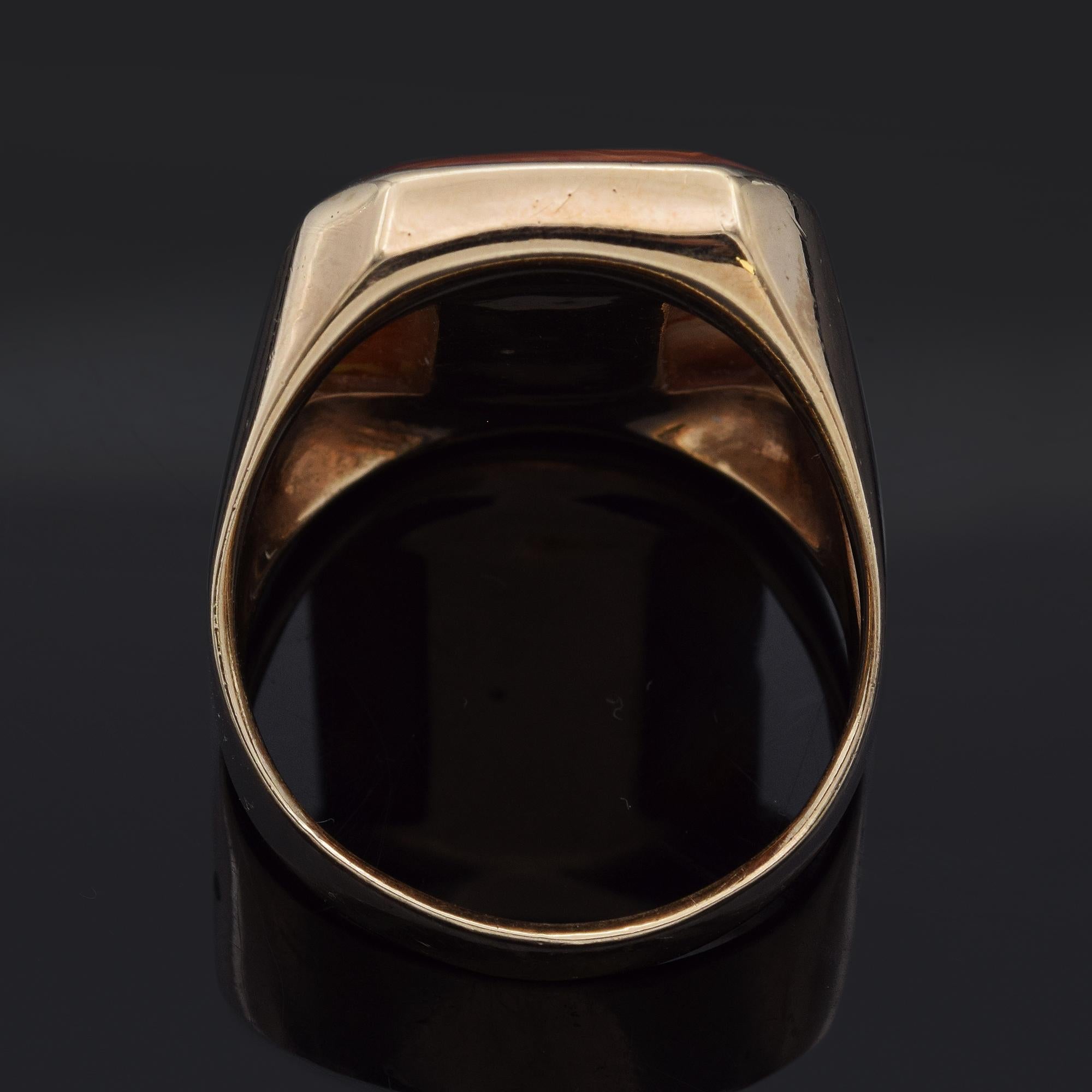 Women's Vintage 13.47 Ct Lake Superior Agate Yellow Gold Cocktail Ring Size 12.25