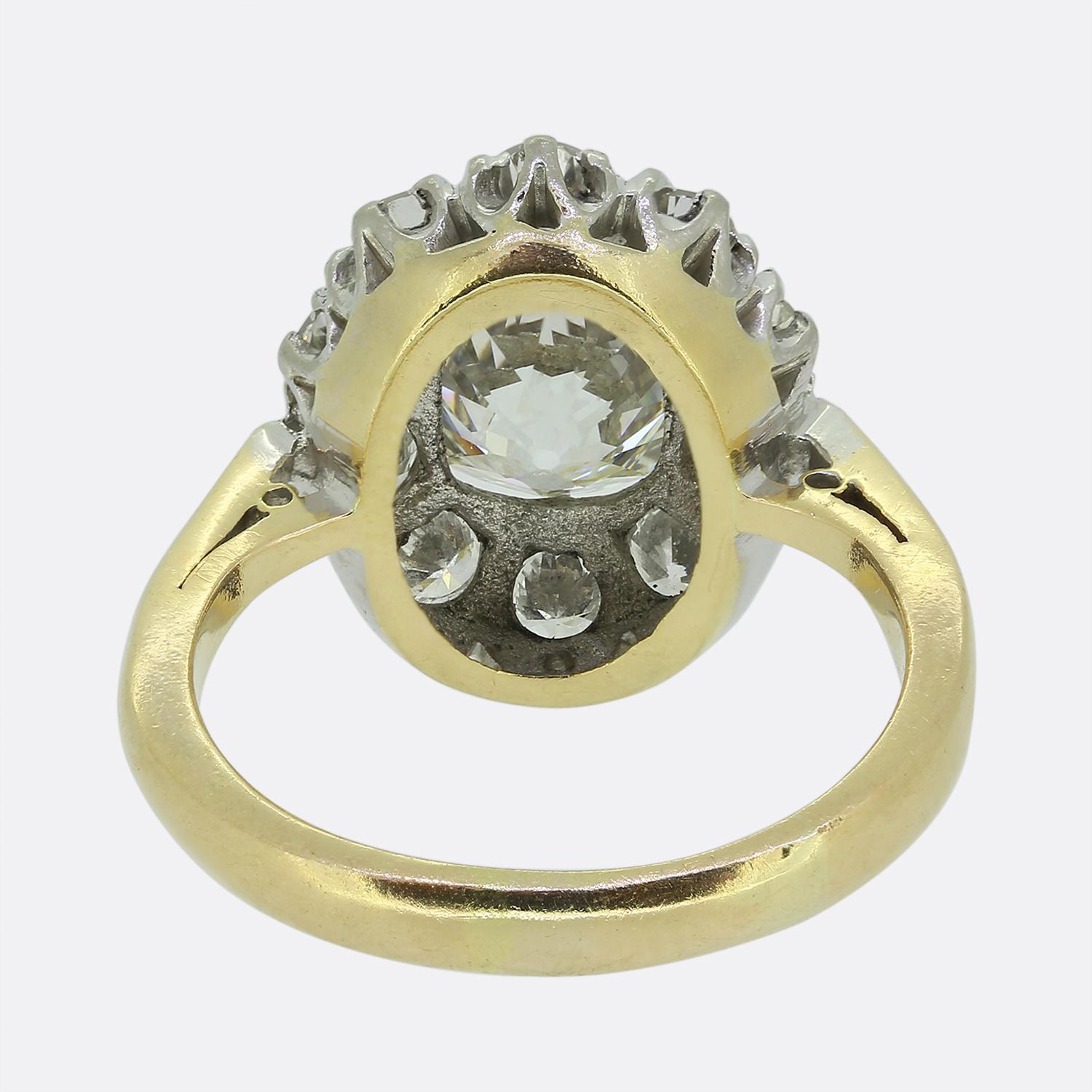 Vintage 1.35 Karat Altschliff Diamant Cluster Ring im Zustand „Gut“ im Angebot in London, GB