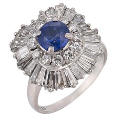 Vintage 1.35 carat sapphire diamond platinum ring pendant