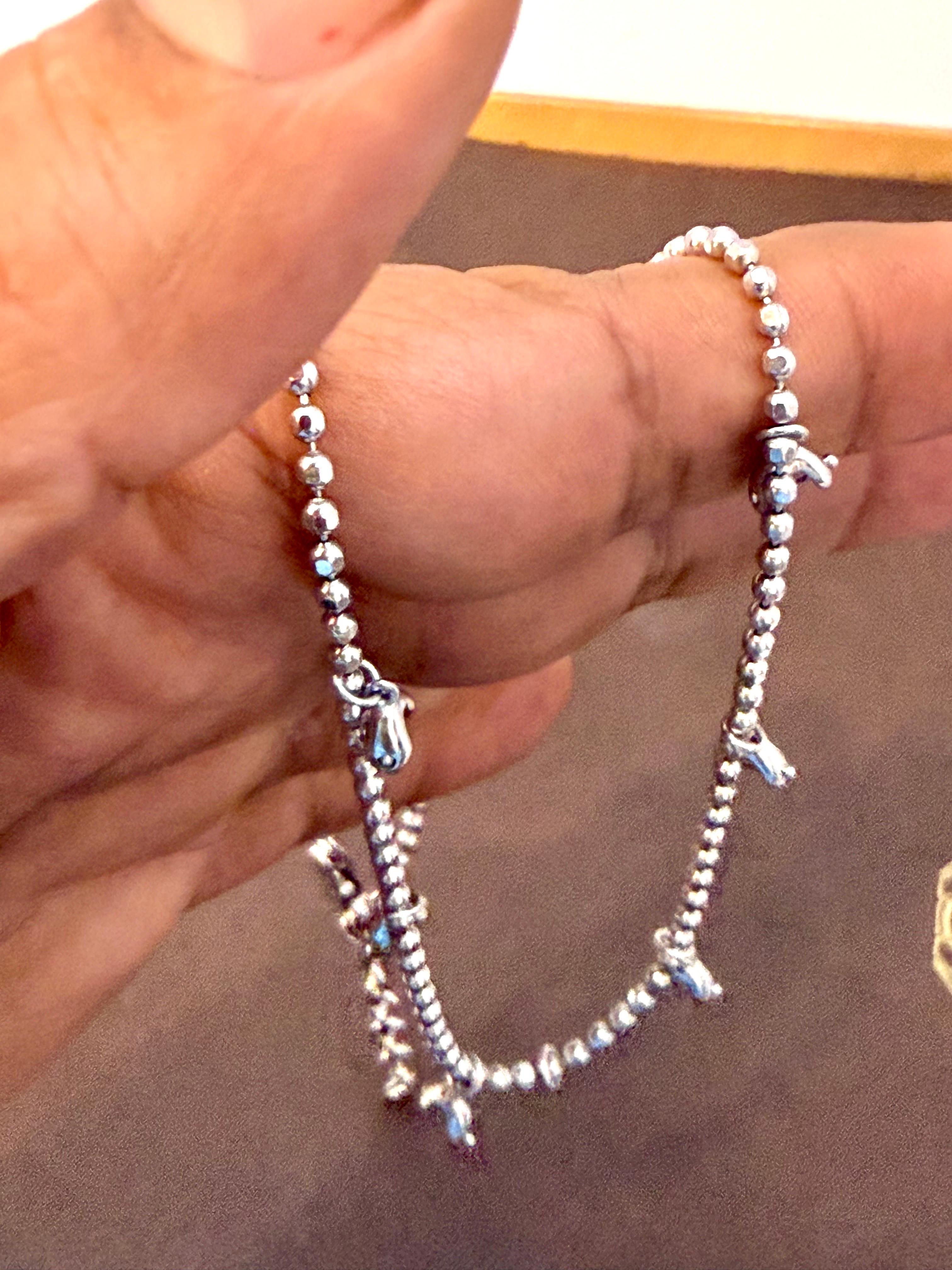 Vintage 13.5 Gm 18 Karat White Gold 6 Hanging Station Chain By designer Aspery en vente 5