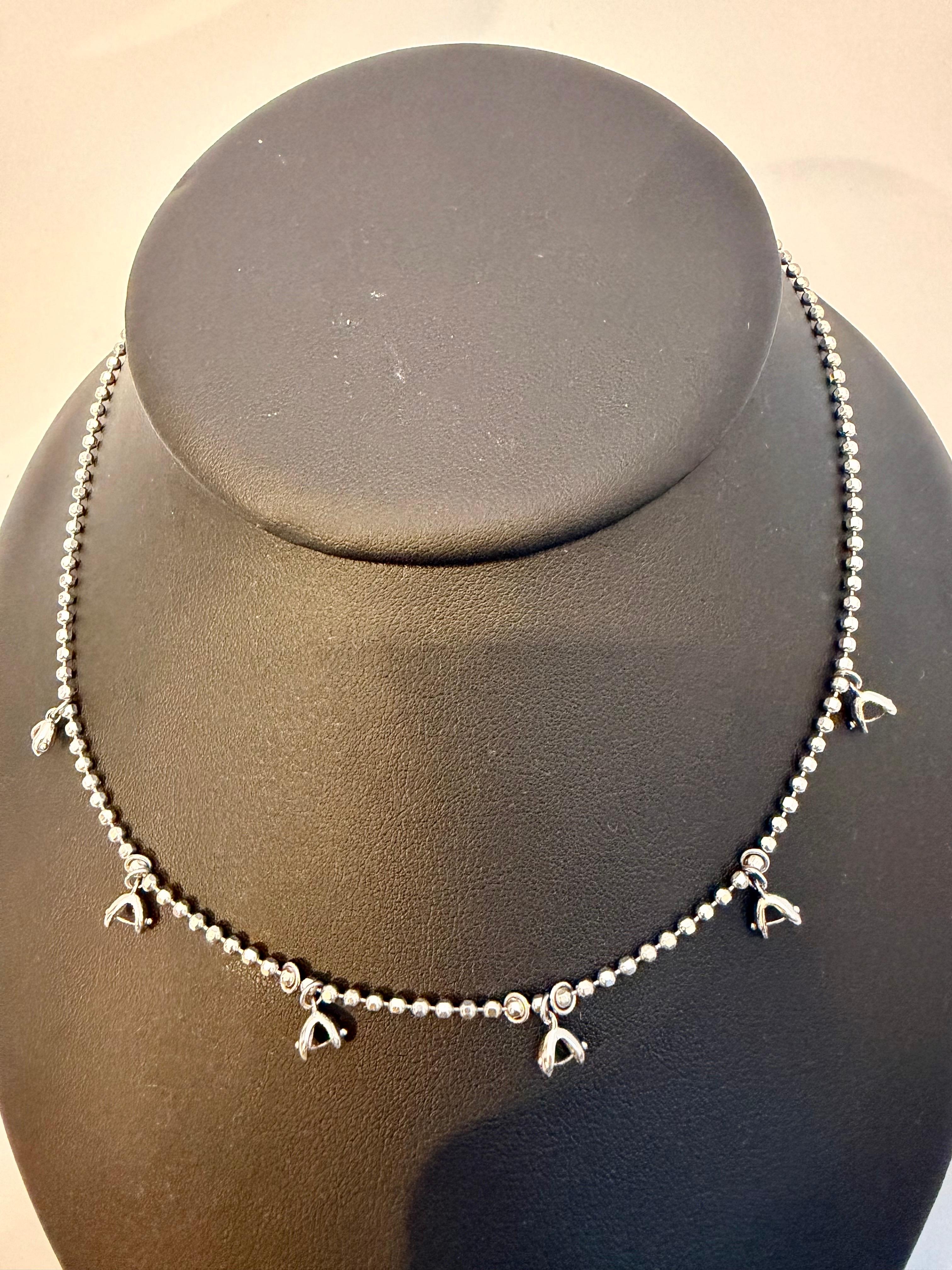 Vintage 13.5 Gm 18 Karat White Gold 6 Hanging Station Chain By designer Aspery en vente 6