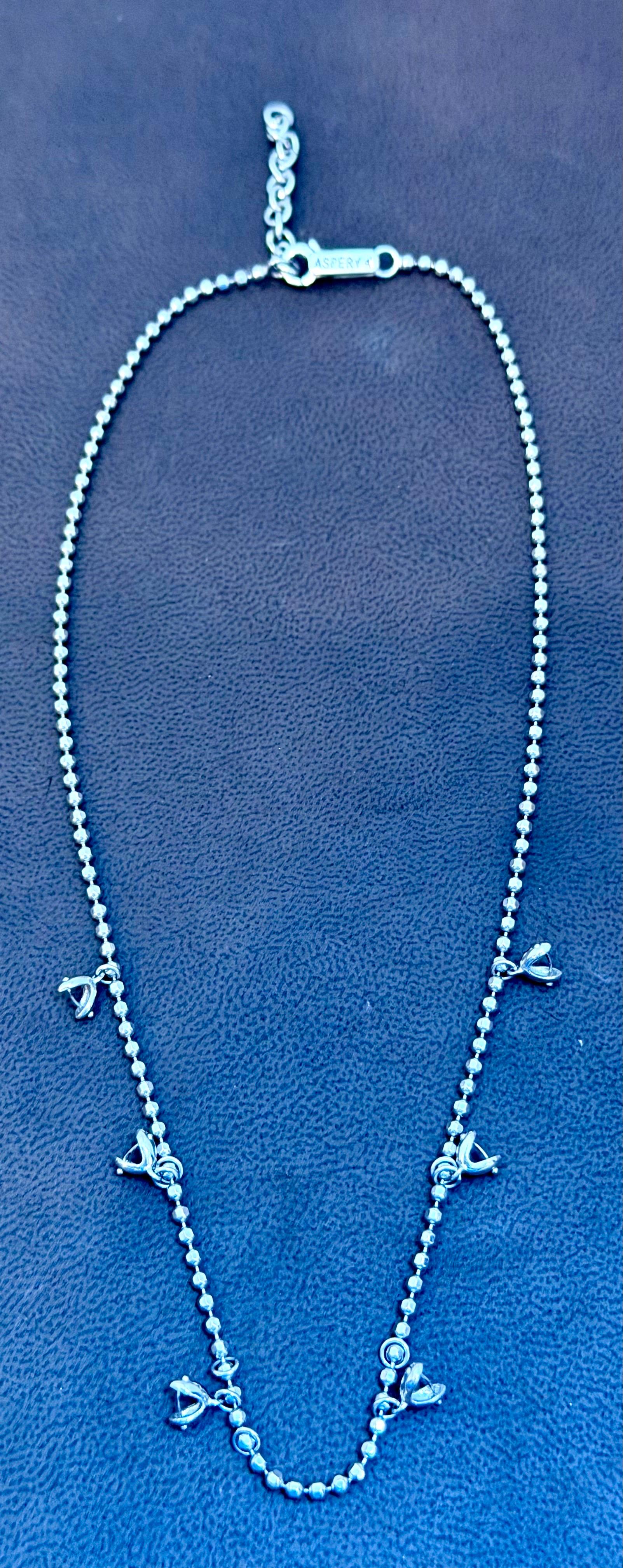 Vintage 13.5 Gm 18 Karat White Gold 6 Hanging Station Chain By designer Aspery en vente 8