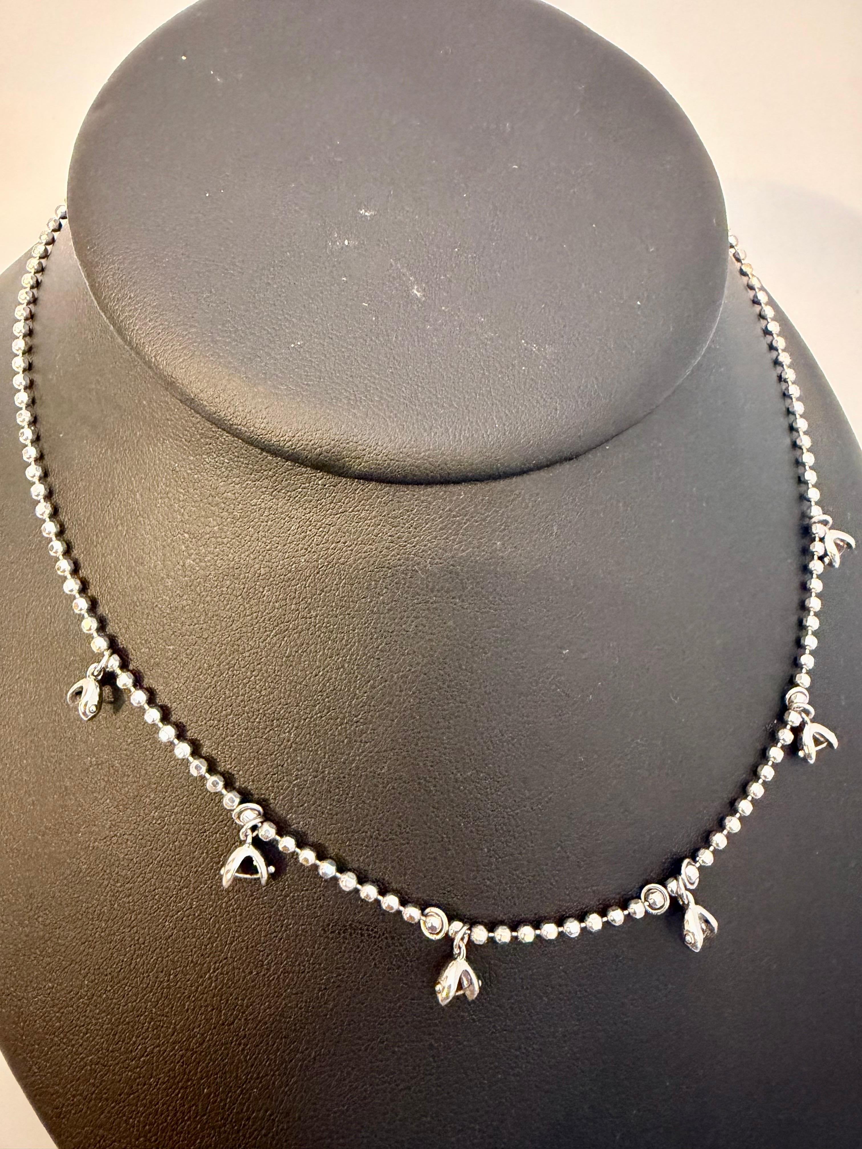 Vintage 13.5 Gm 18 Karat White Gold 6 Hanging Station Chain By designer Aspery en vente 10