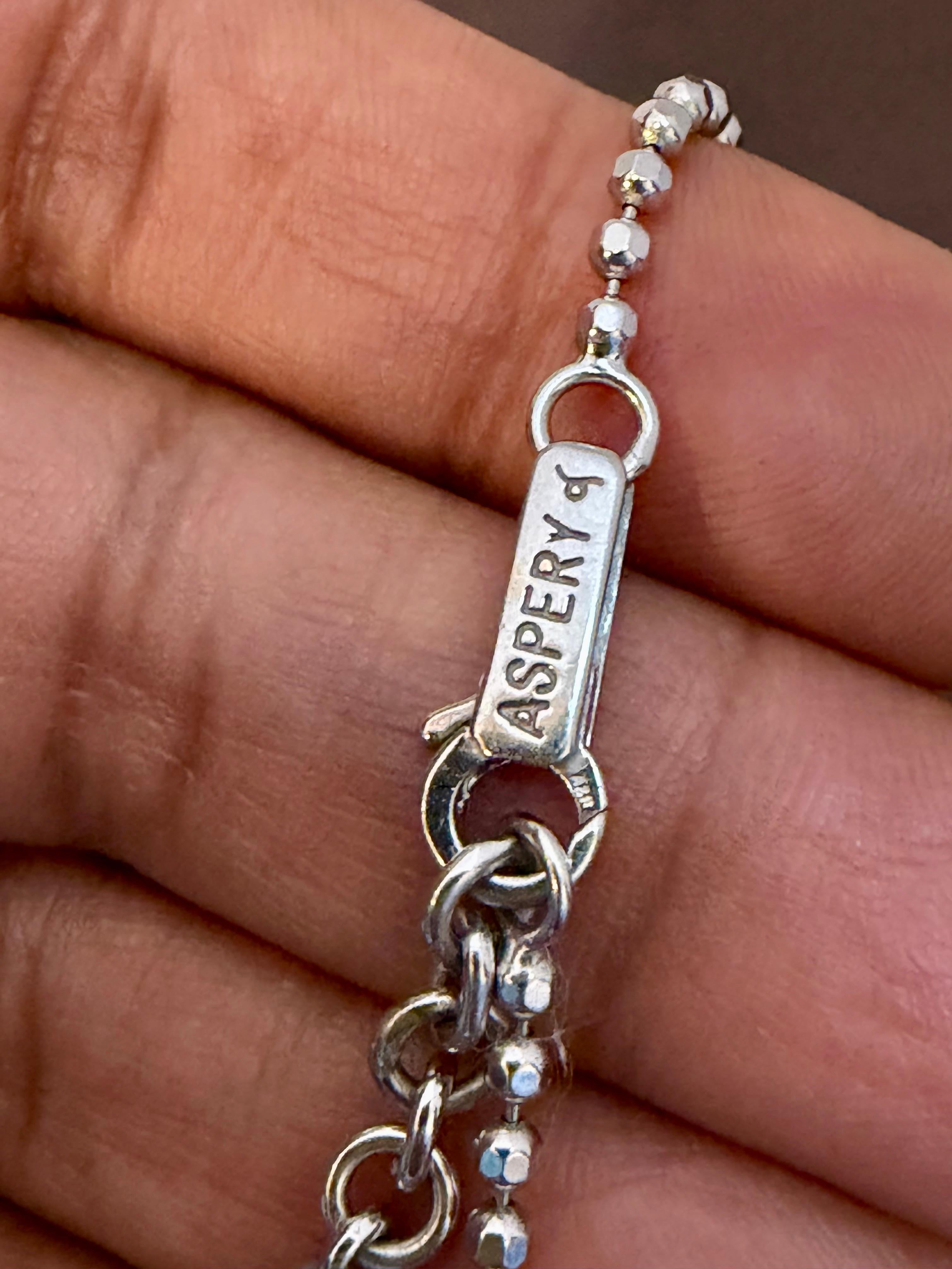 Taille ronde Vintage 13.5 Gm 18 Karat White Gold 6 Hanging Station Chain By designer Aspery en vente