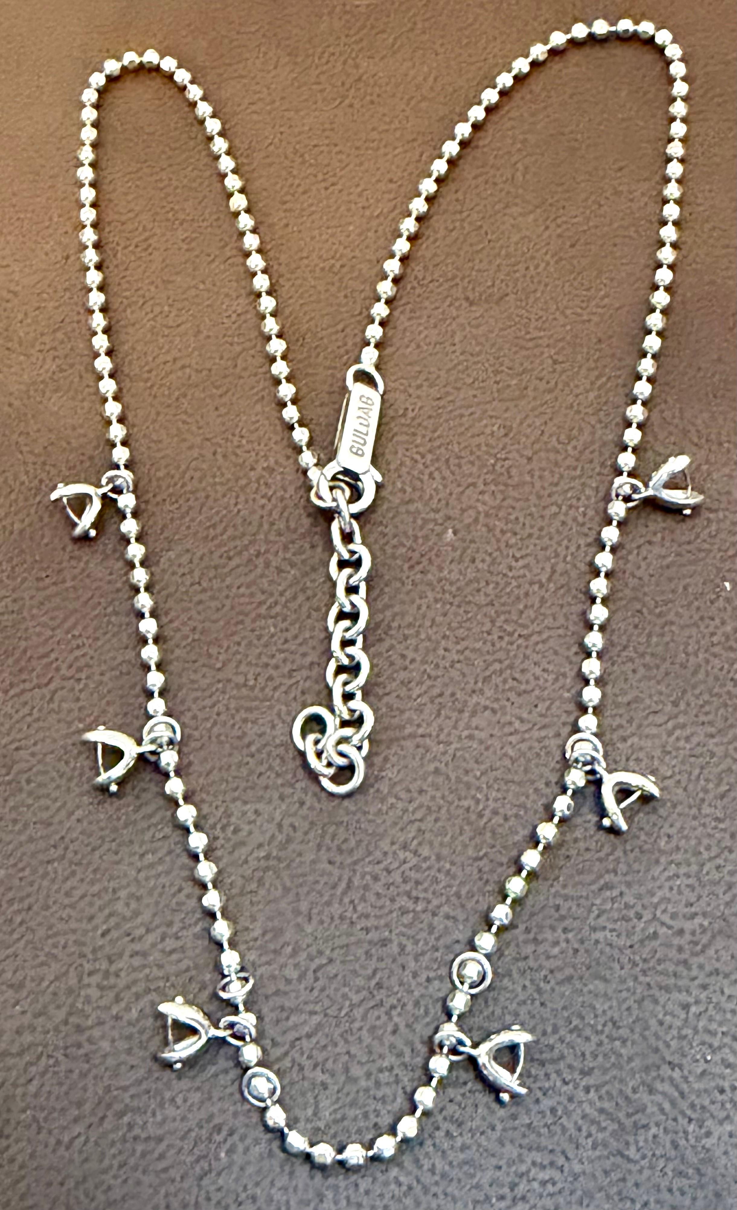 Vintage 13.5 Gm 18 Karat White Gold 6 Hanging Station Chain By designer Aspery Excellent état - En vente à New York, NY