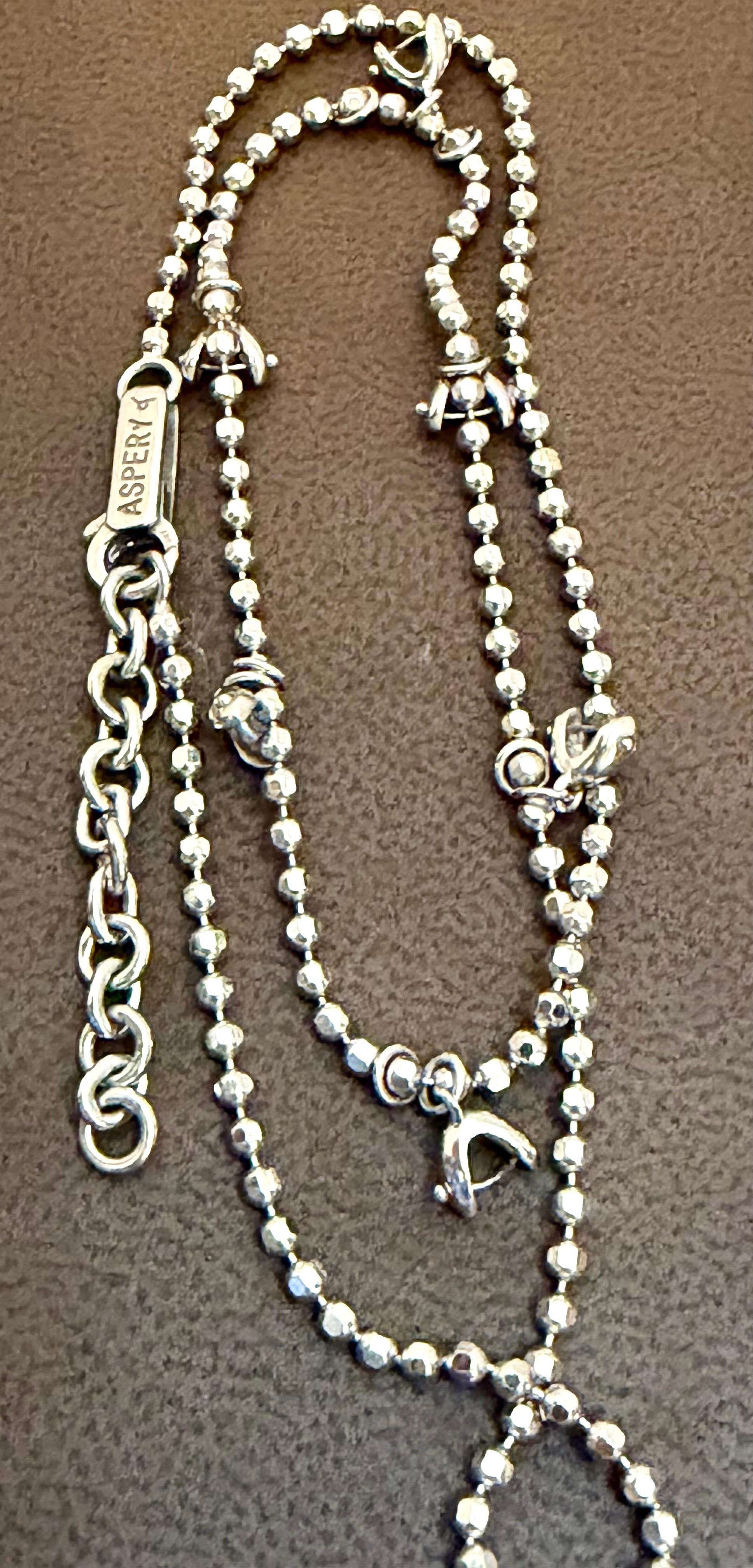 Vintage 13.5 Gm 18 Karat White Gold 6 Hanging Station Chain By designer Aspery Pour femmes en vente