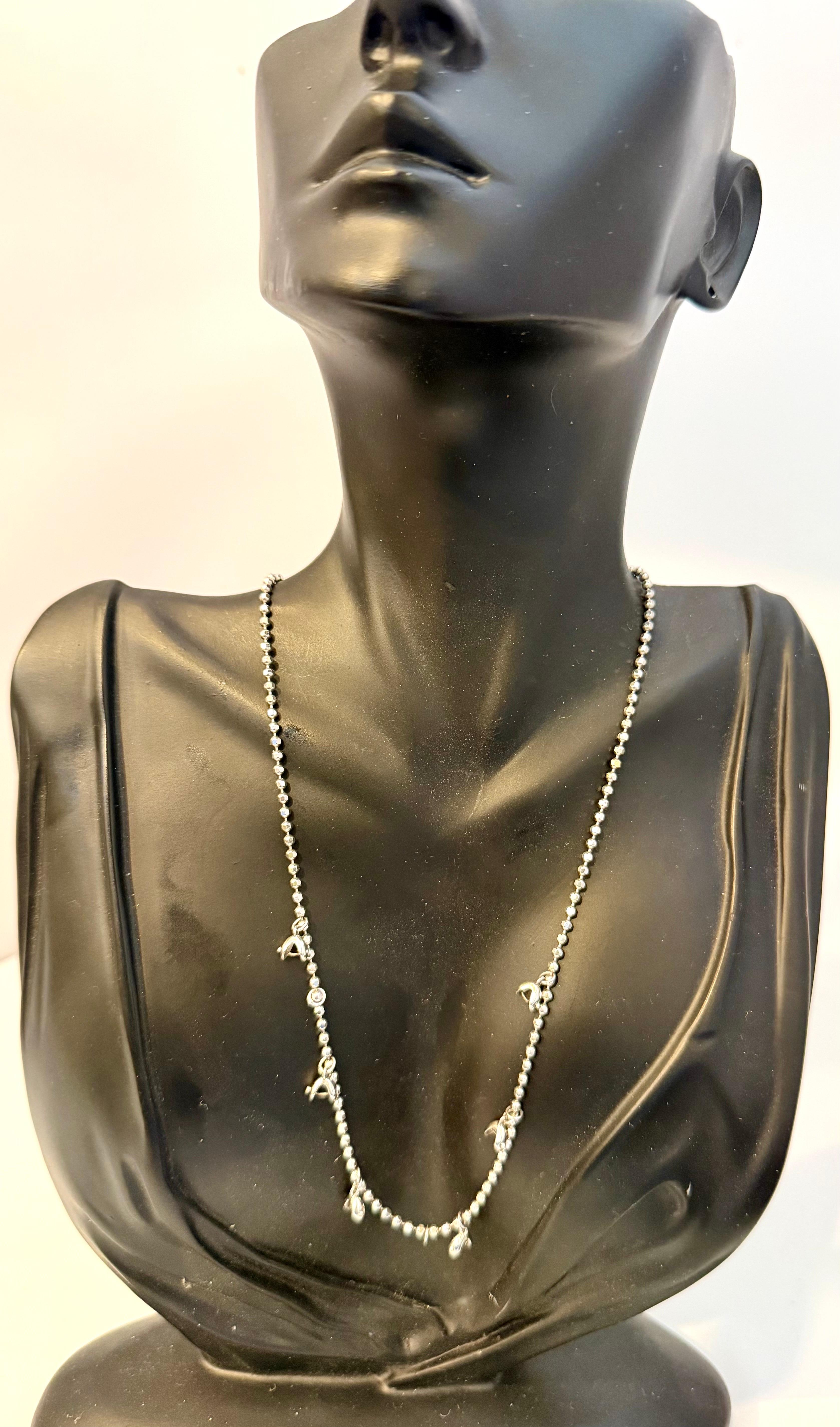 Vintage 13.5 Gm 18 Karat White Gold 6 Hanging Station Chain By designer Aspery en vente 3