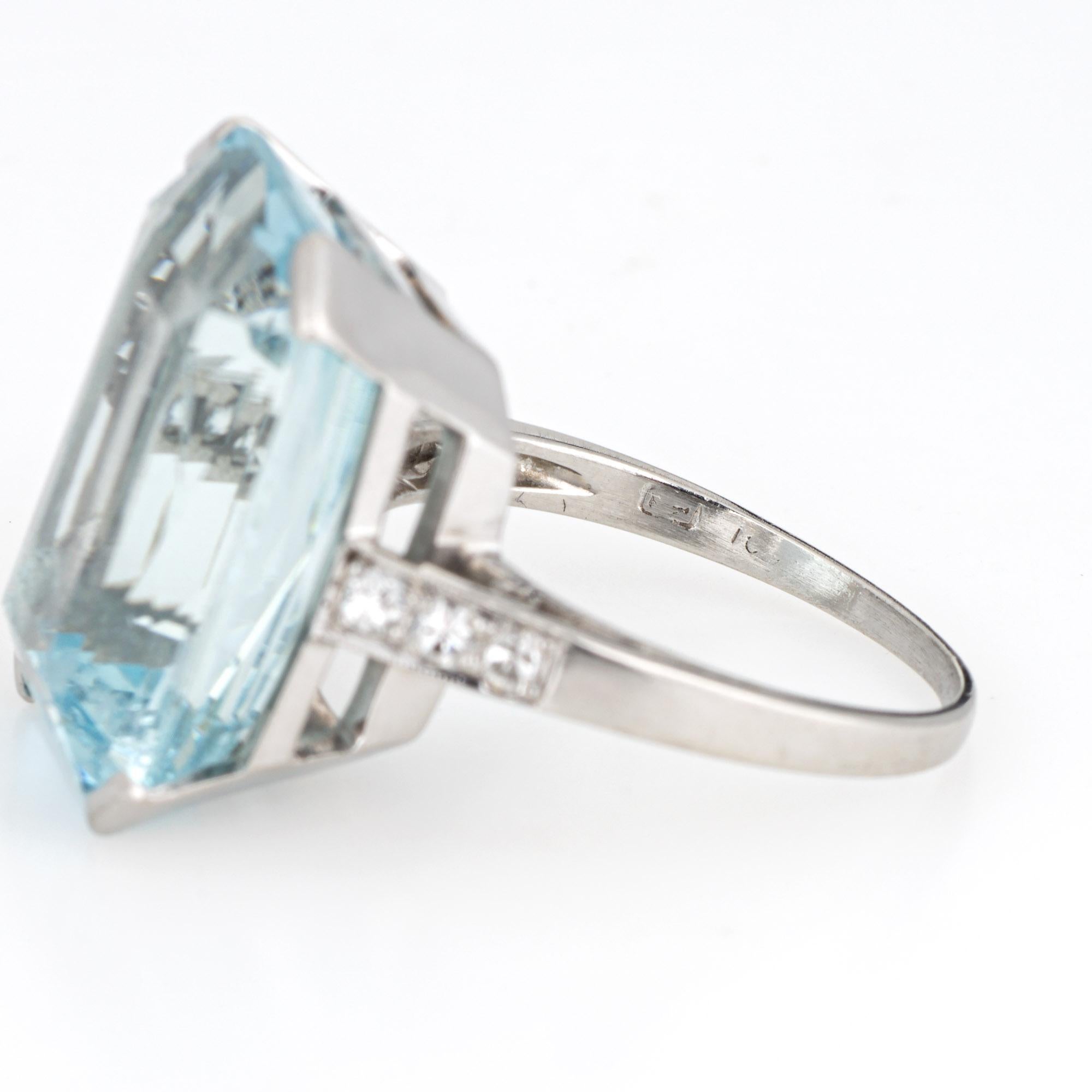 Vintage 13.50ct Aquamarine Diamond Ring Art Deco Platinum Sz 6.5 Fine Jewelry 2