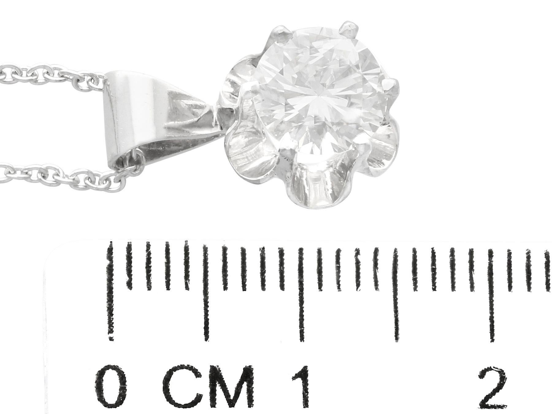Vintage 1.35Ct Diamond and 14k White Gold Pendant  For Sale 1