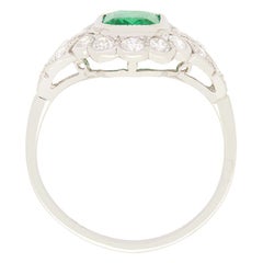Vintage 1.35ct Emerald and Diamond Cluster Ring, c.1970s