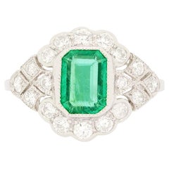 Bague grappe d'émeraudes et de diamants de 1,35 carat, c. 1970