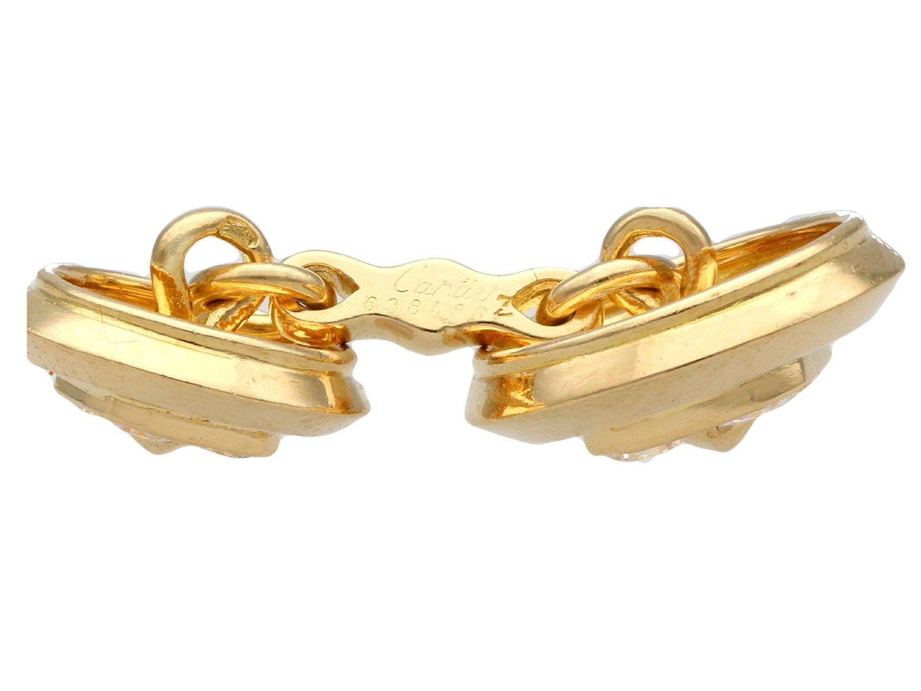 Round Cut 1.36 Carat Diamond and Yellow Gold Cufflinks by Cartier