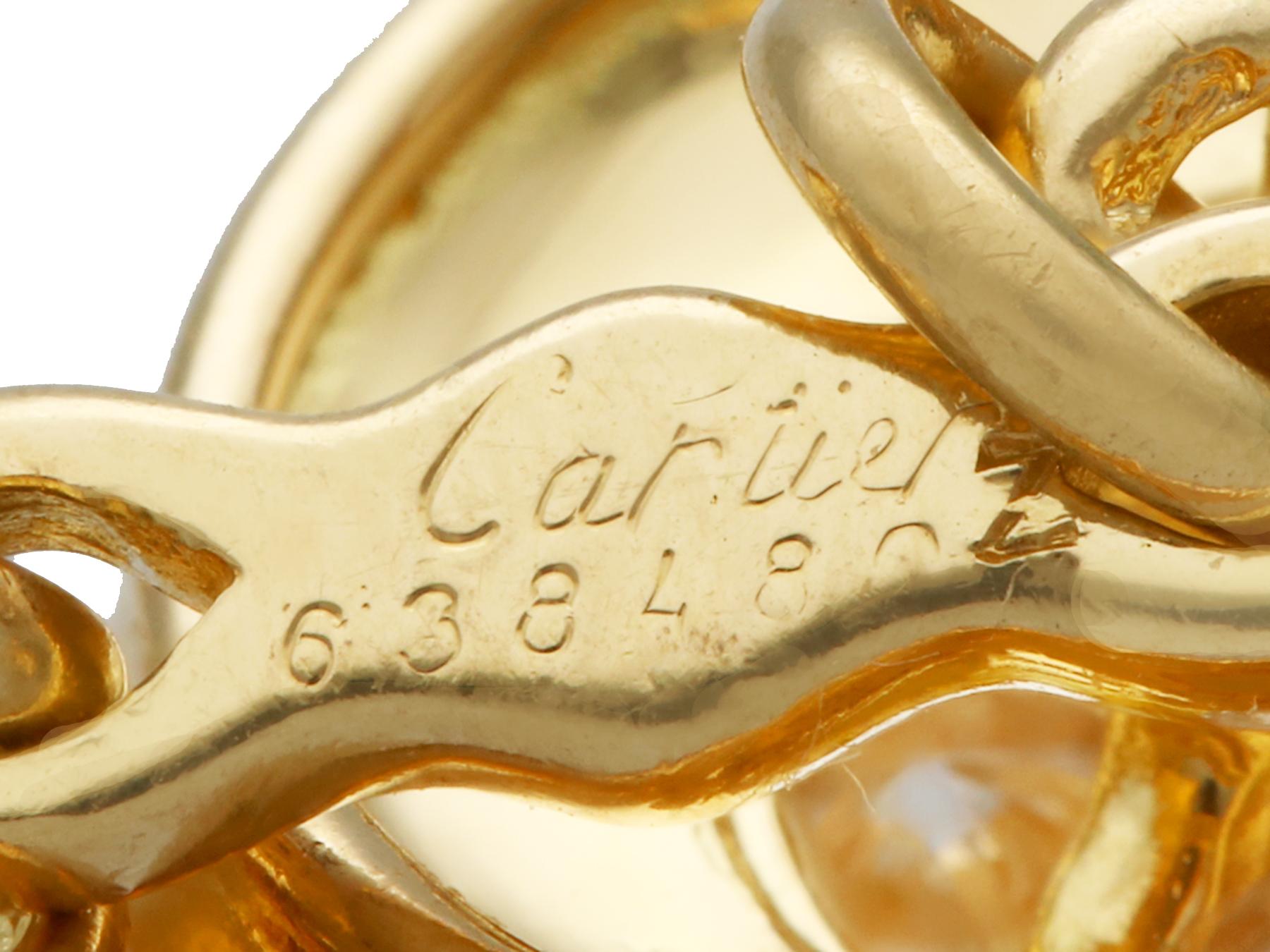 1.36 Carat Diamond and Yellow Gold Cufflinks by Cartier In Excellent Condition In Jesmond, Newcastle Upon Tyne