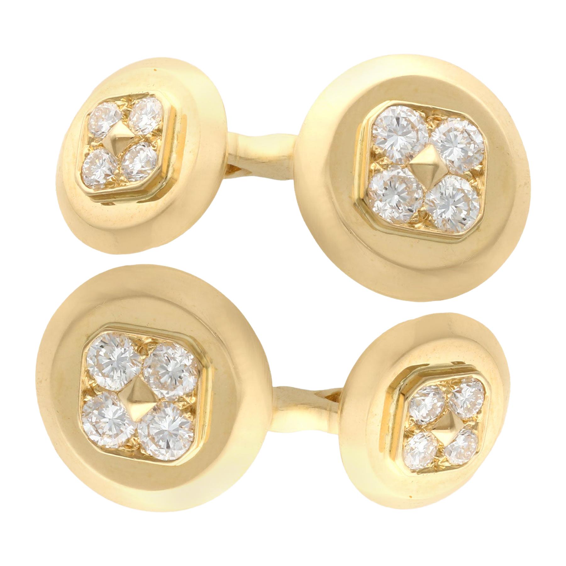 1.36 Carat Diamond and Yellow Gold Cufflinks by Cartier