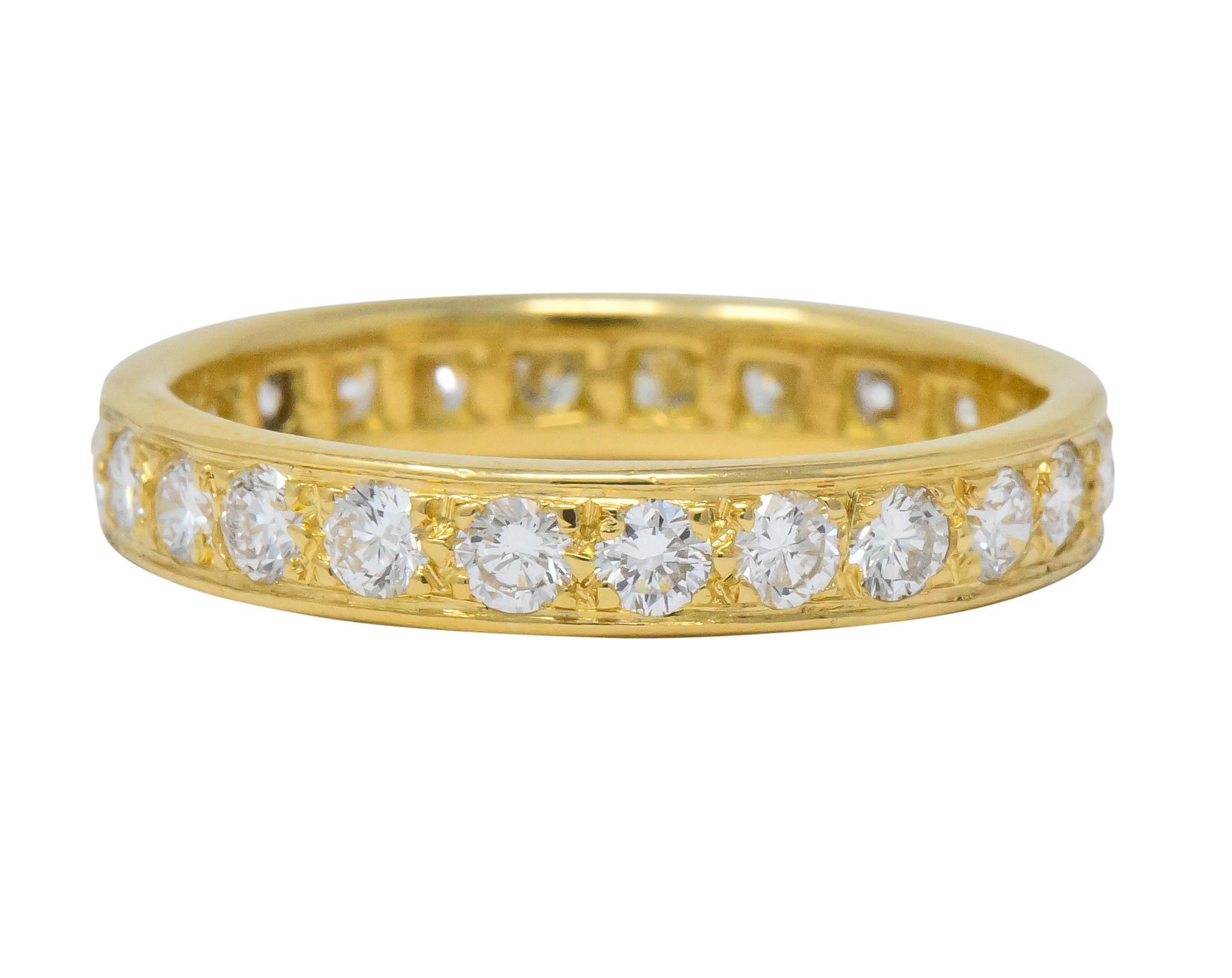 Modern Vintage 1.38 Carat Diamond 18 Karat Gold Eternity Band Ring