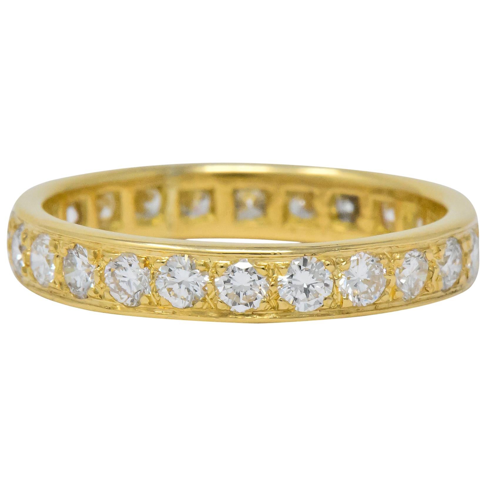Vintage 1.38 Carat Diamond 18 Karat Gold Eternity Band Ring