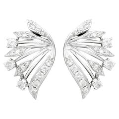 Clips d'oreilles vintage en or blanc et diamants de 1,39 carat