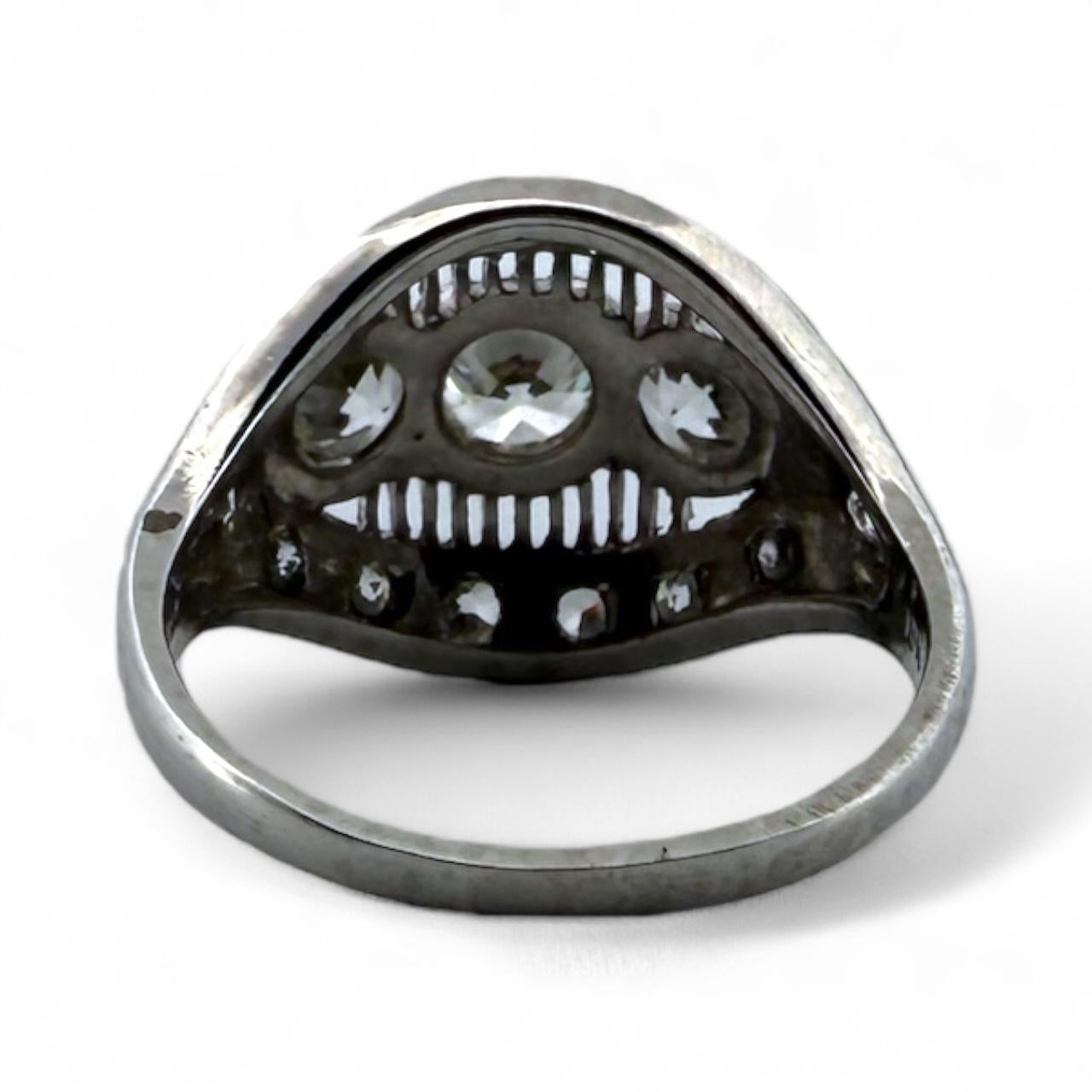 Anello da cocktail in platino con diamante antico taglio europeo da 1,3 CTW in vendita 5