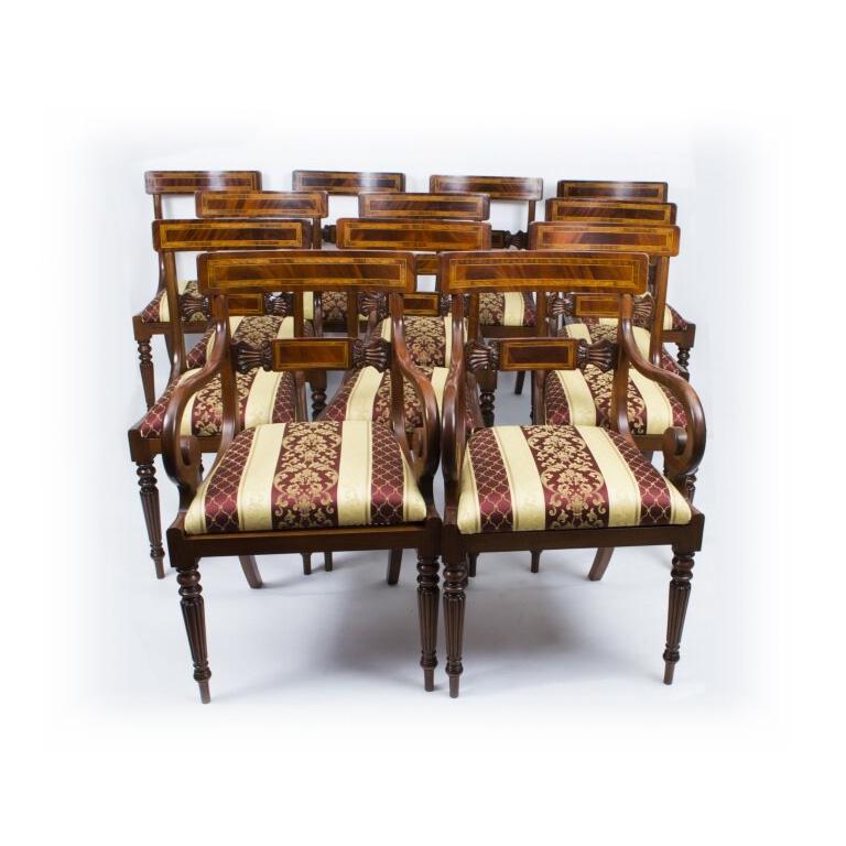 Vintage-Esstisch aus Mahagoni mit 13 Fuß drei Säulen und 14 Stühlen aus dem 20. Jahrhundert im Angebot 8
