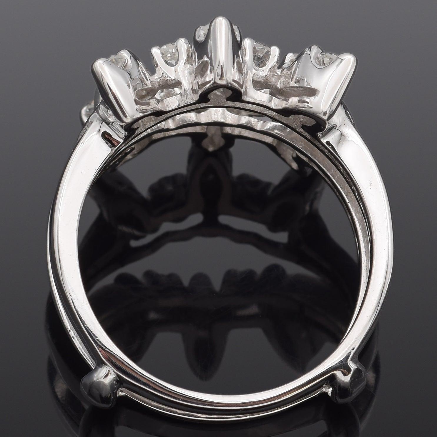 Round Cut Vintage 13k White Gold 0.48tcw Diamond Enhancer Ring Guard For Sale