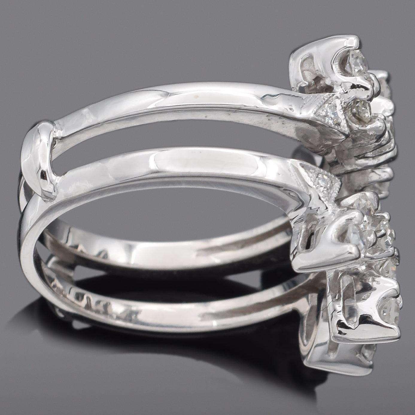 Vintage 13k White Gold 0.48tcw Diamond Enhancer Ring Guard In Good Condition For Sale In New York, NY