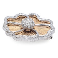Vintage 13k Yellow & White Gold 1.69tcw Diamond Floral Brooch Pendant