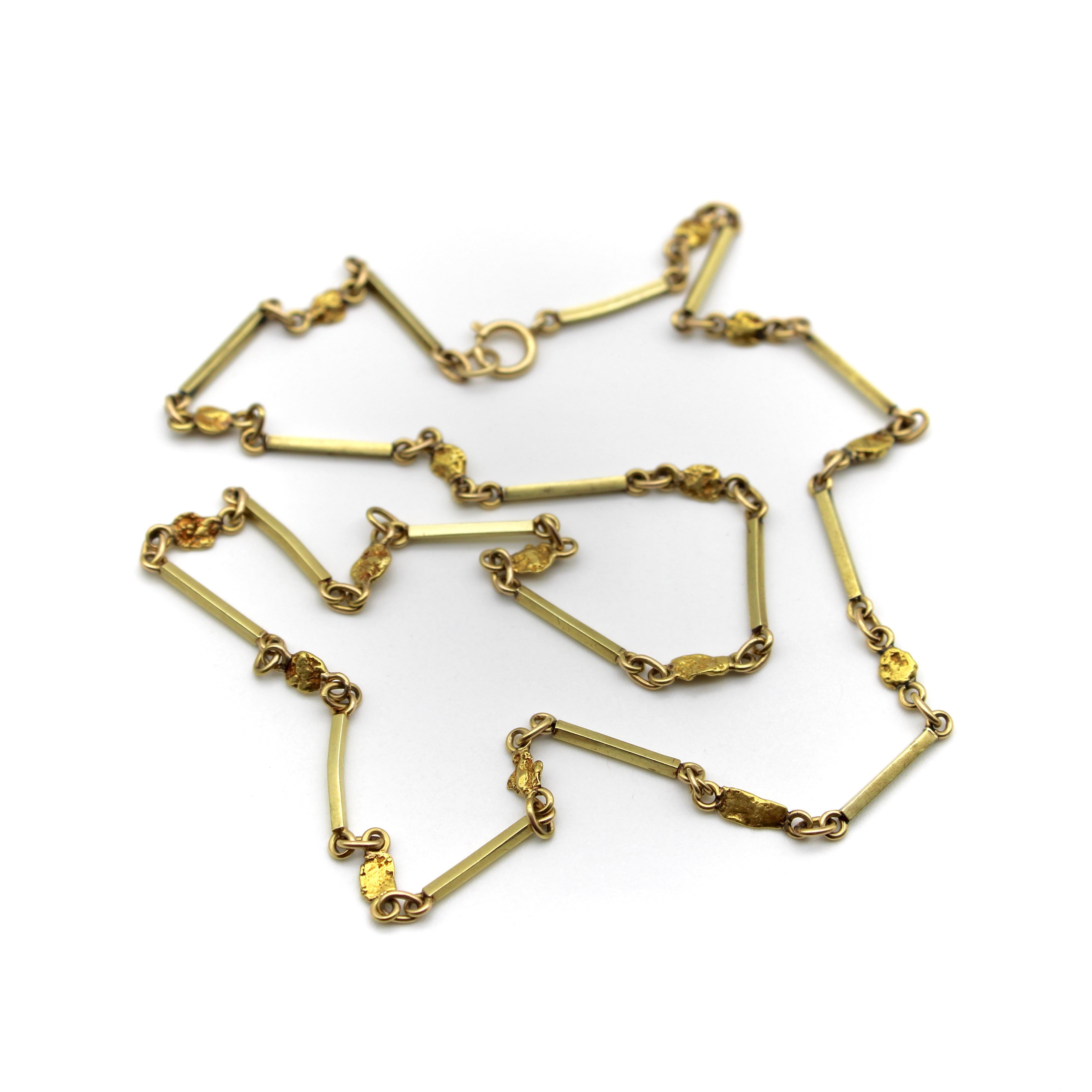 Halskette mit Gliedern, 14 und 22 Karat Gold Nugget Bar im Zustand „Gut“ im Angebot in Venice, CA