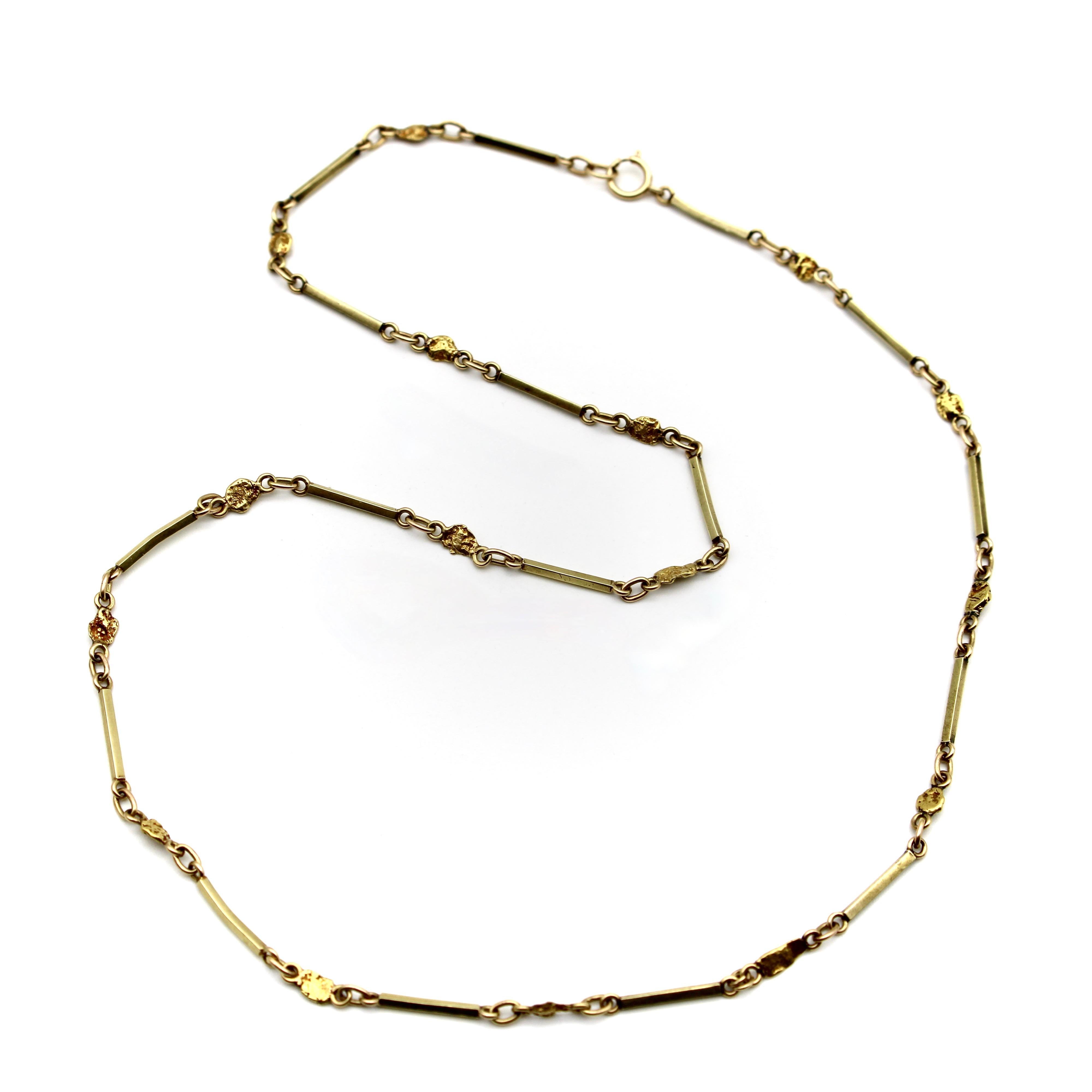 Halskette mit Gliedern, 14 und 22 Karat Gold Nugget Bar für Damen oder Herren im Angebot