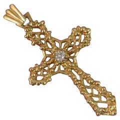 Vintage 14 Carat Gold and Diamond Cross Pendant