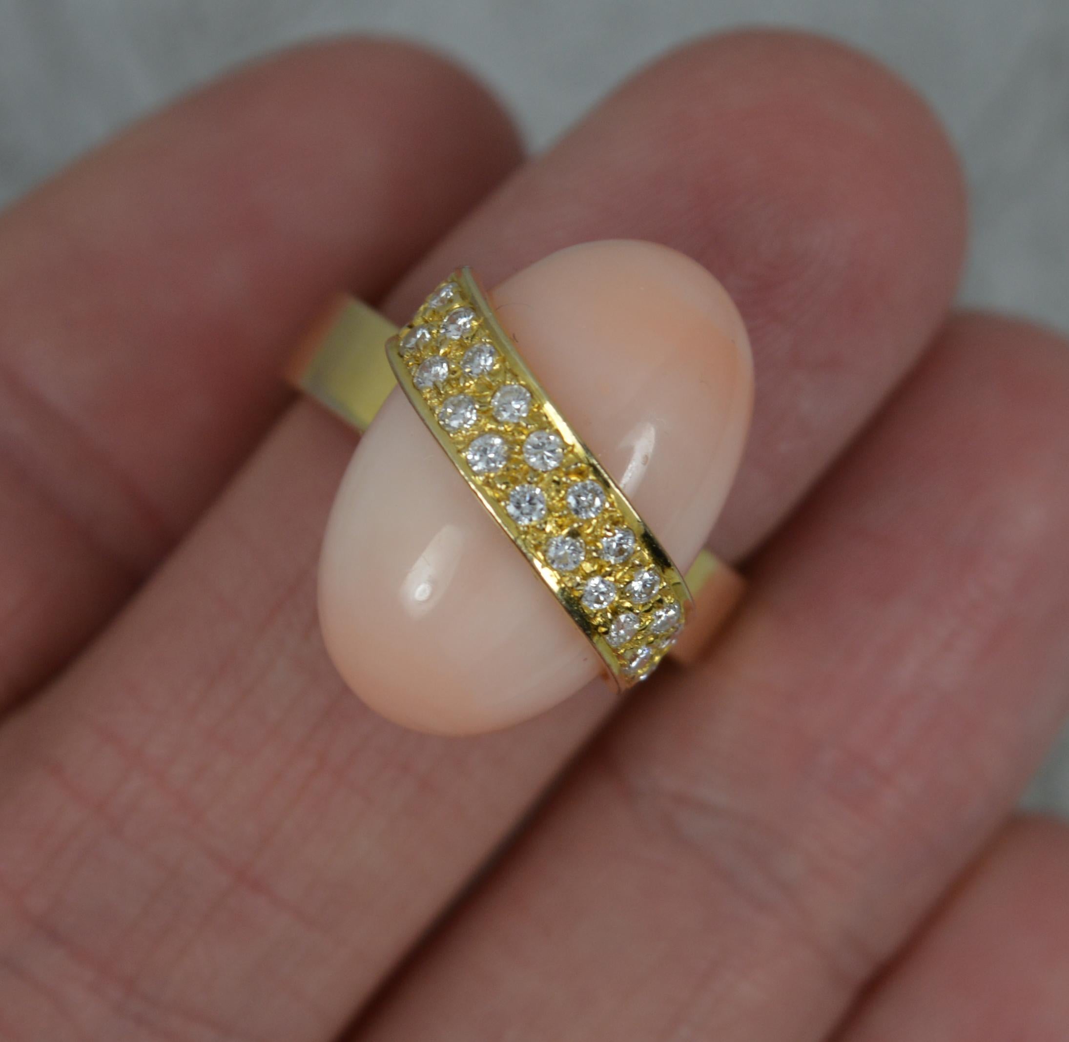Vintage 14 Carat Gold Coral and Vs Diamond Statement Ring 3