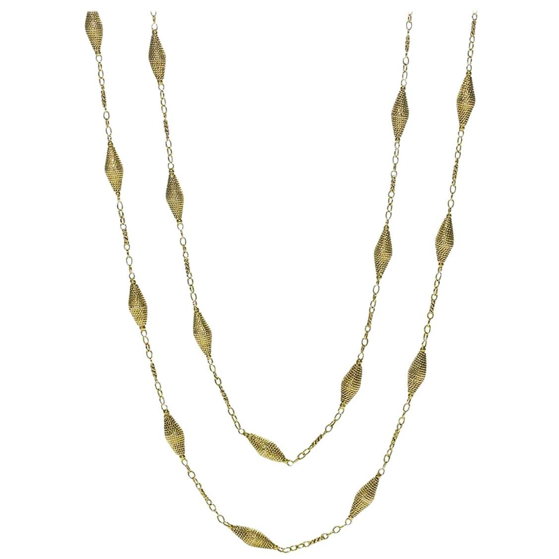 Vintage, 18 Carat Gold, Loop in Loop, Long Chain at 1stDibs