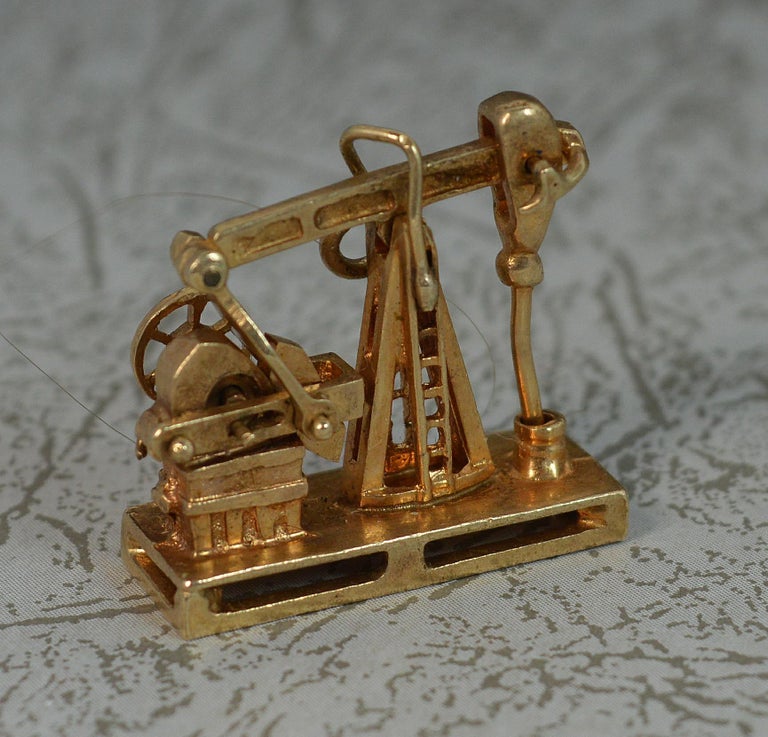 Vintage 14 Carat Gold Oil Rig Shaped Pendant or Charm at 1stDibs