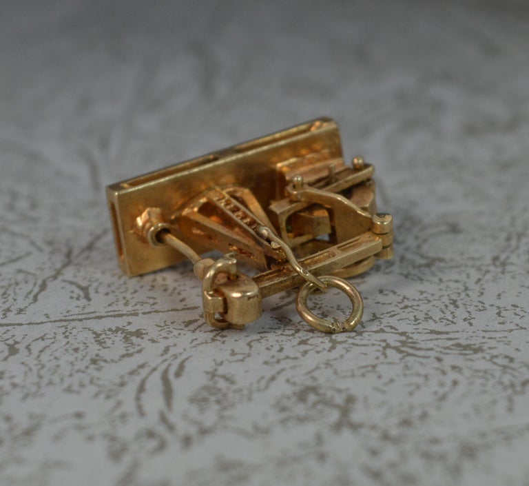 Vintage 14 Carat Gold Oil Rig Shaped Pendant or Charm at 1stDibs