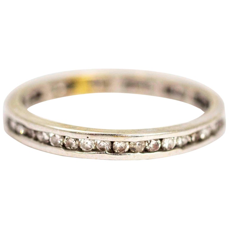Vintage 14 Carat White Gold Diamond Full Eternity Band For Sale at 1stDibs