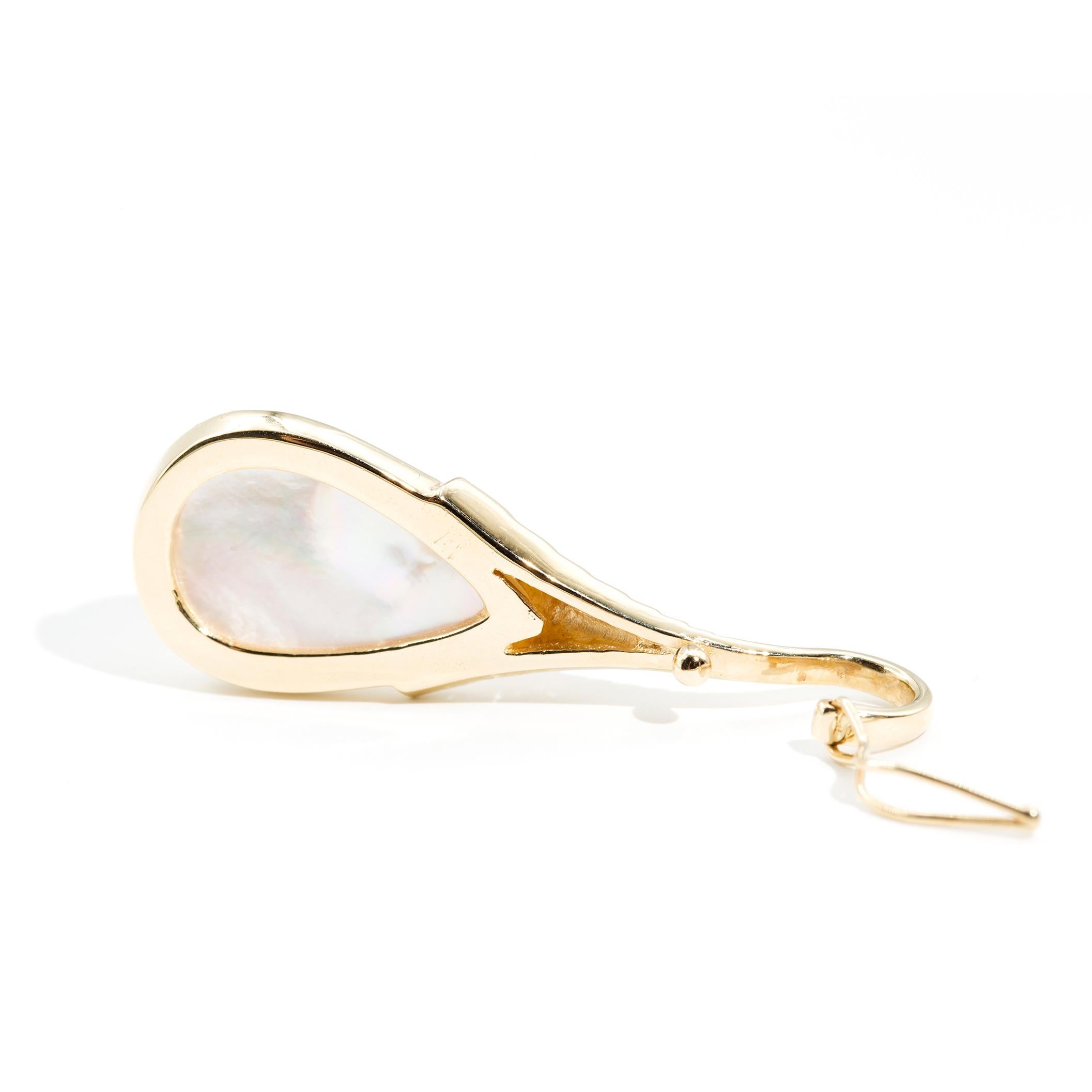 Vintage 14 Carat Yellow Gold Pear Shape Mabe Pearl Diamond Enhancer Pendant 1