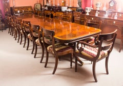 Vintage 14 ft Three Pillar Mahogany Dining Table and 16 Chairs 20th Century