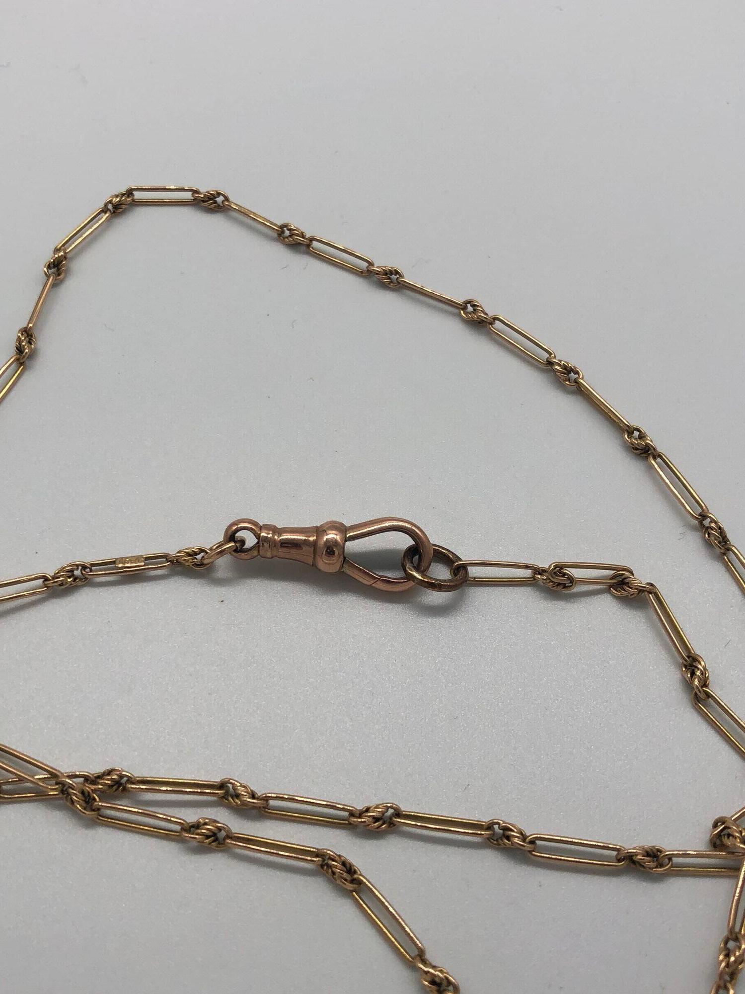 Mid-20th Century Vintage 14 Gold Necklace with Rose Gold Citrine Pendant For Sale