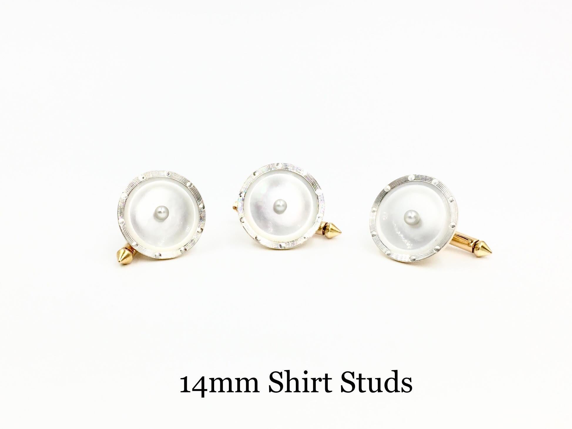 Retro Vintage 14 Karat Cuff Link and Shirt Stud Set