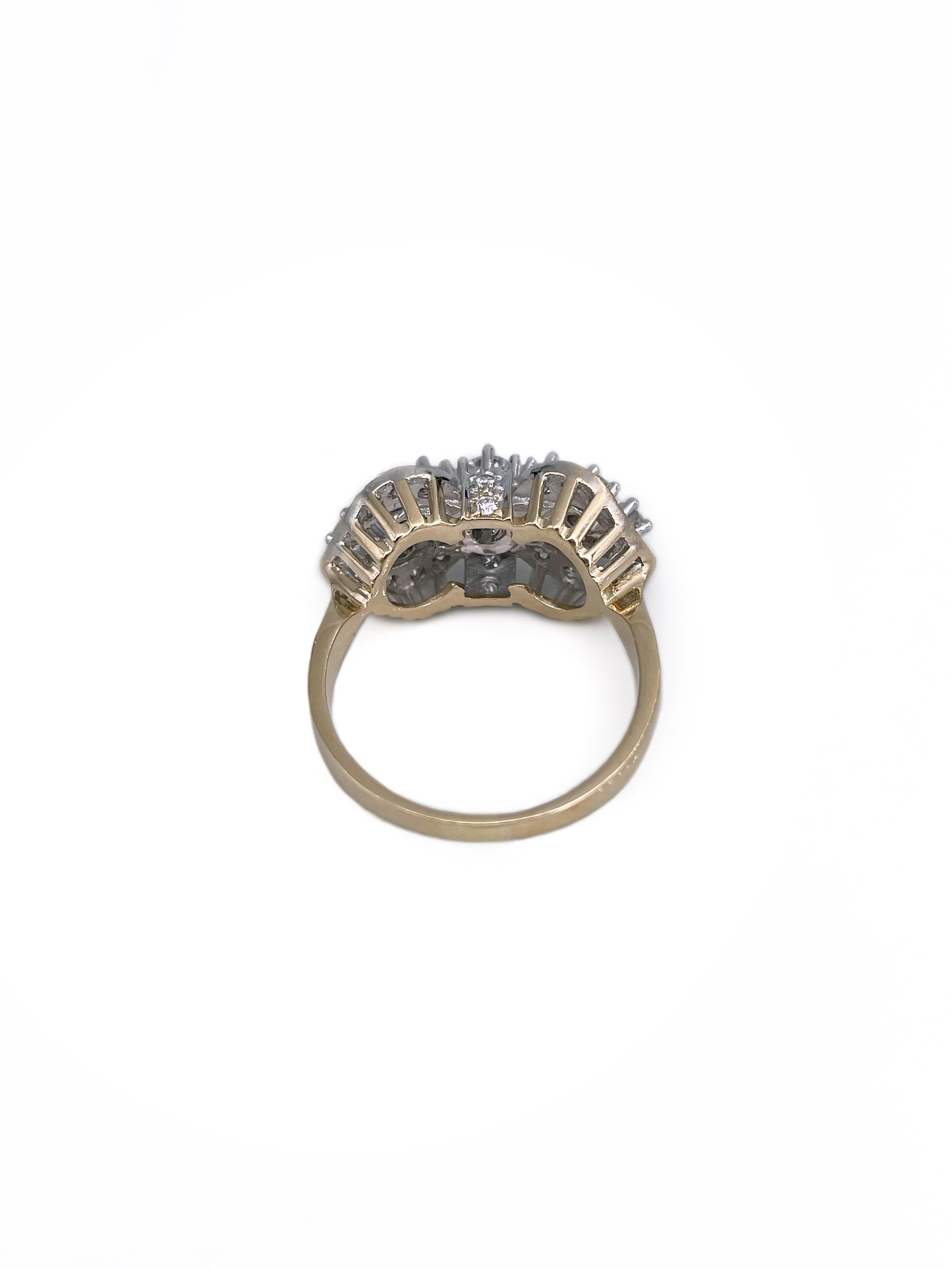 Vintage 14 Karat Gold TW 0.96 Carat Diamond Bow Shape Cocktail Ring In Good Condition In Vilnius, Vilniaus apskr.